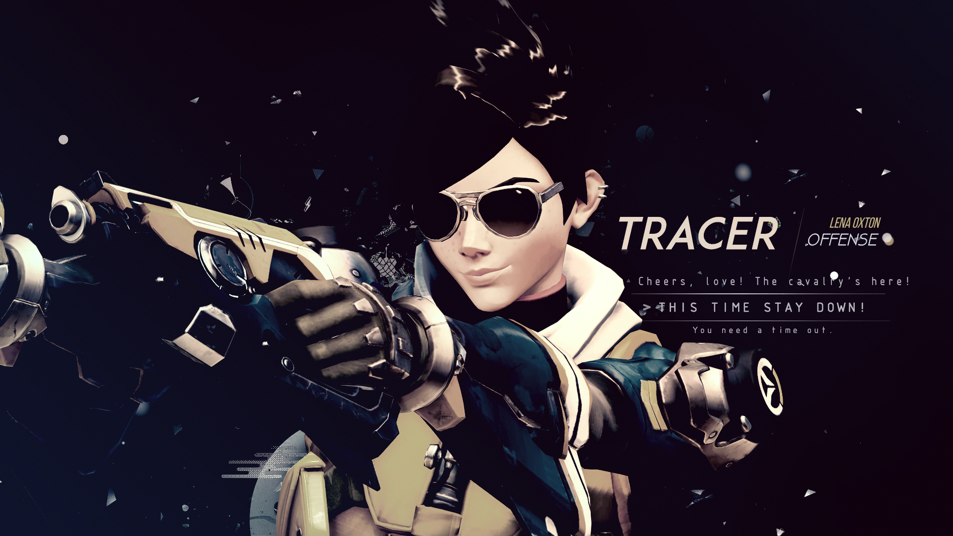 Tracer from Overwatch holding a weapon HD Wallpaper