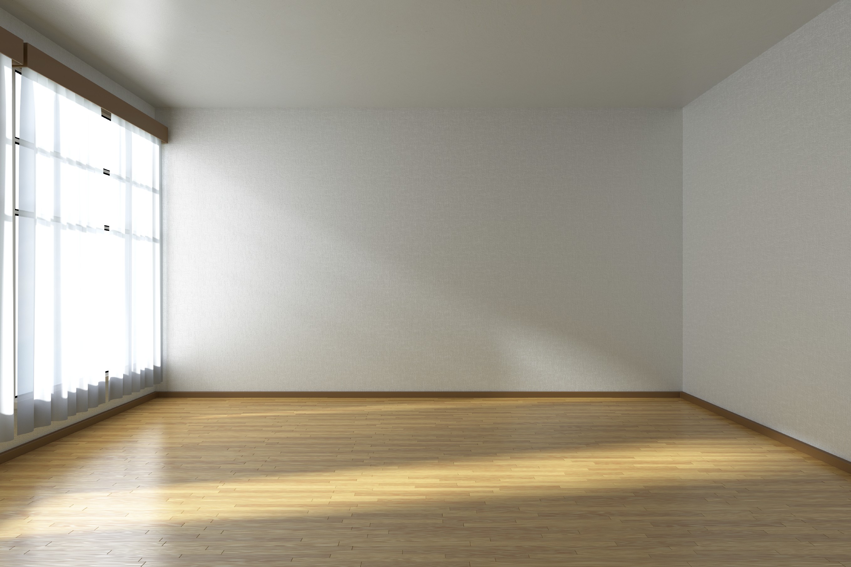 Empty room with large window and wooden floor HD Wallpaper