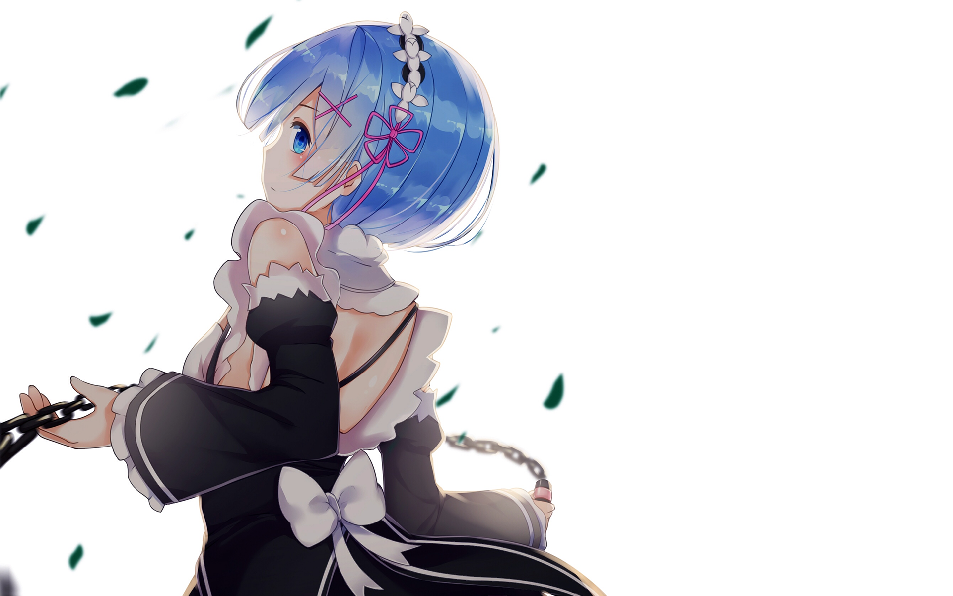 Rem from Re:Zero holding a chain HD Wallpaper