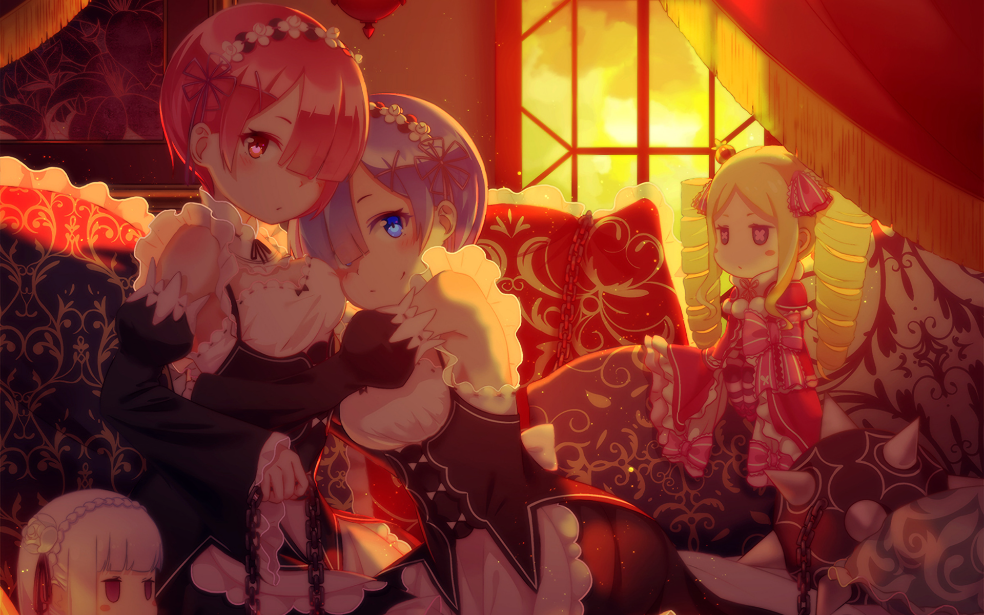 Rem, Ram, and Beatrice from Re:Zero HD Wallpaper