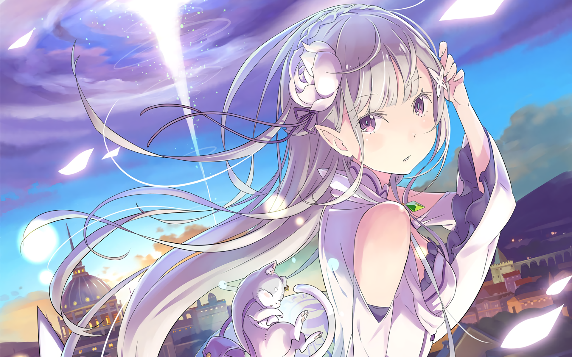 Emilia and Puck from Re:Zero HD Wallpaper