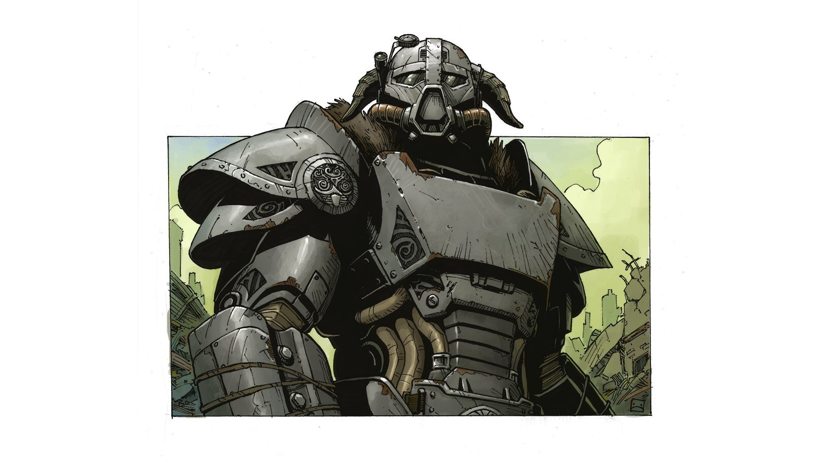Dragonborn in Power Armor in Fallout 4 HD Wallpaper