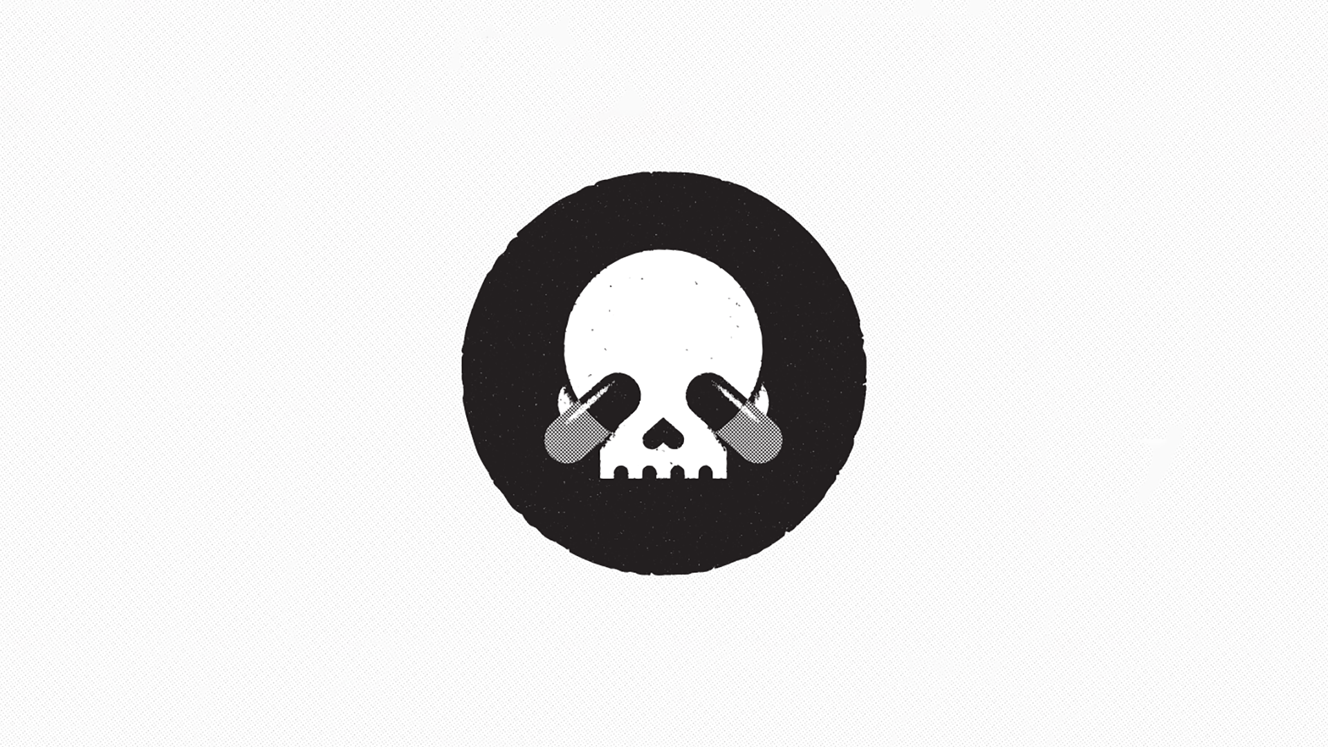 Skull with pills in a black circle HD Wallpaper