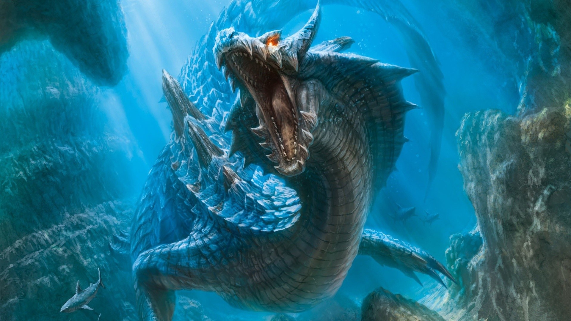 Underwater dragon in Monster Hunter HD Wallpaper