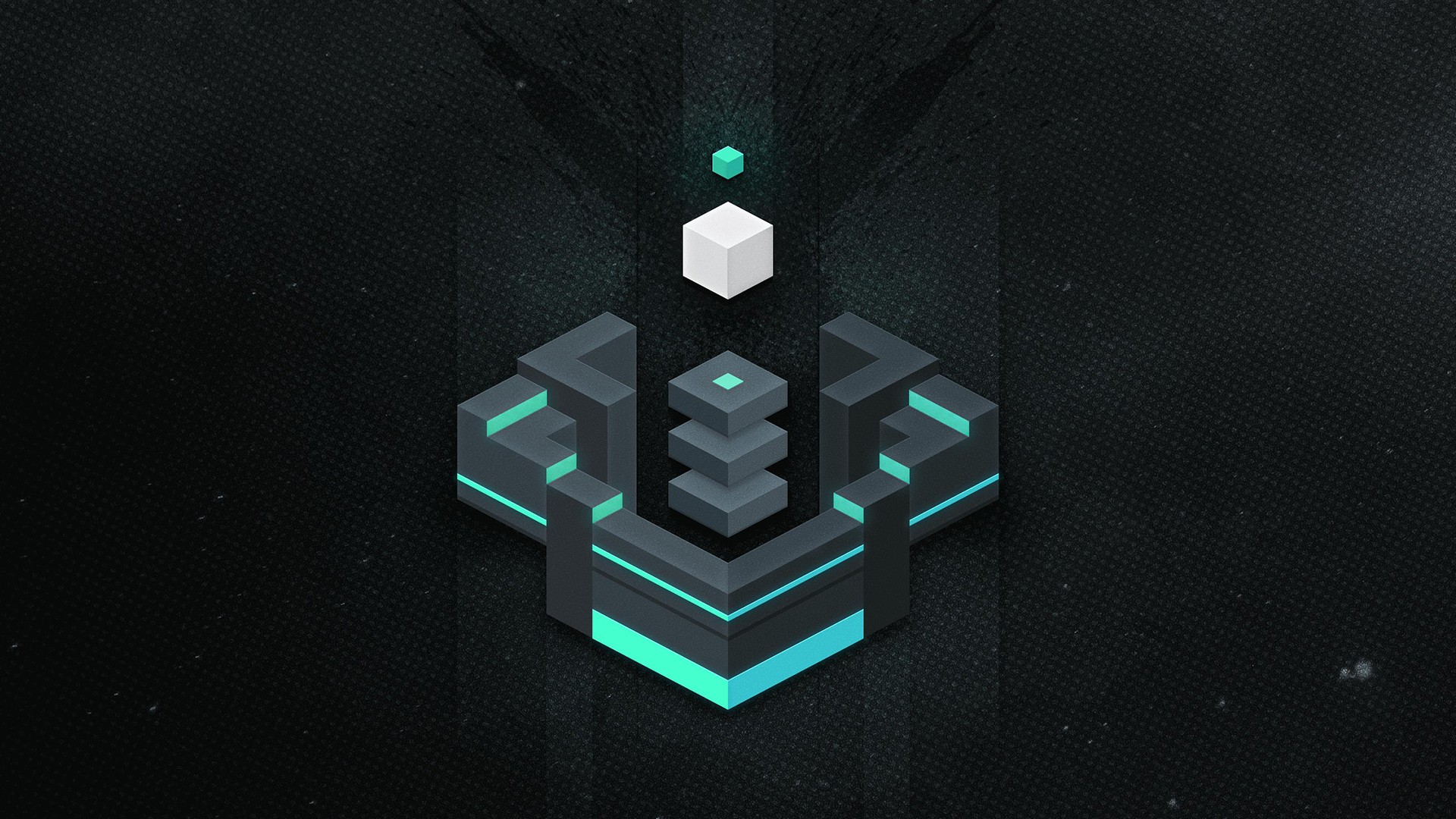Abstract digital art with cubes and geometric shapes HD Wallpaper