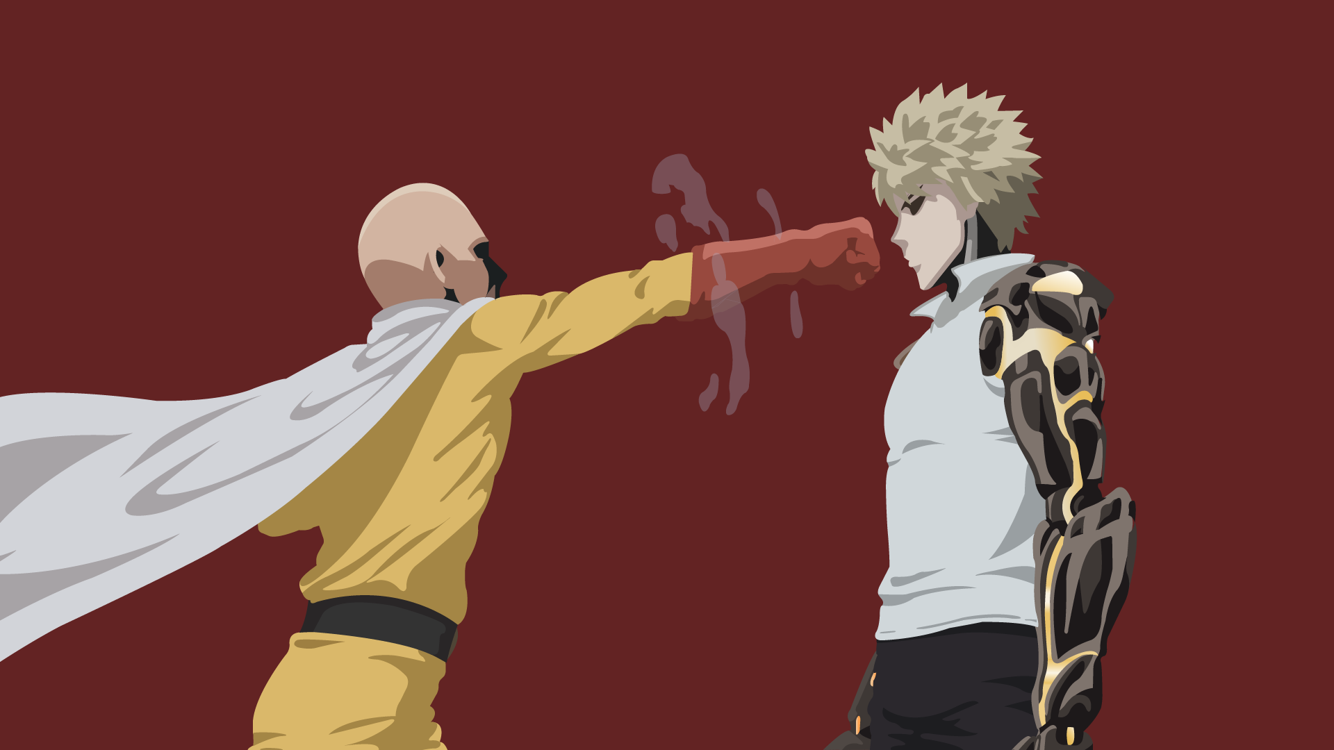 Saitama punches Genos in One-Punch Man HD Wallpaper