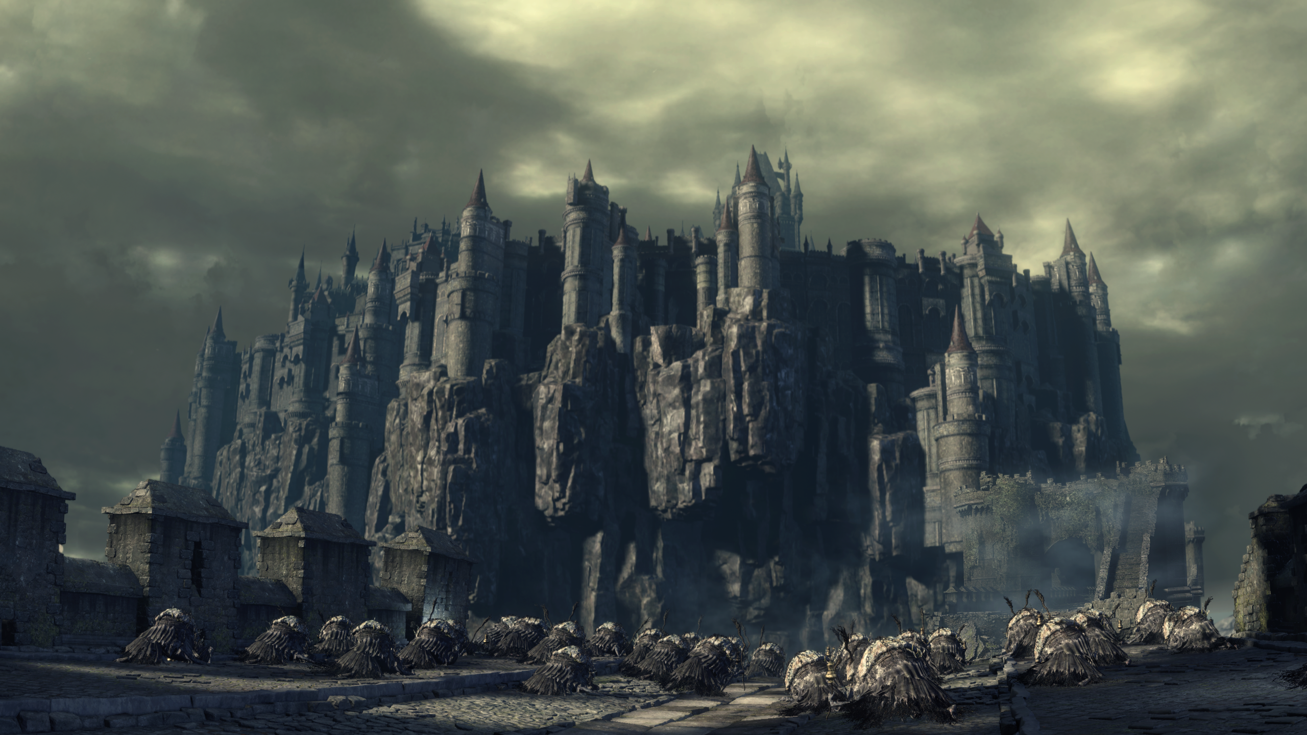 Pilgrims in front of Lothric Castle in Dark Souls III HD Wallpaper