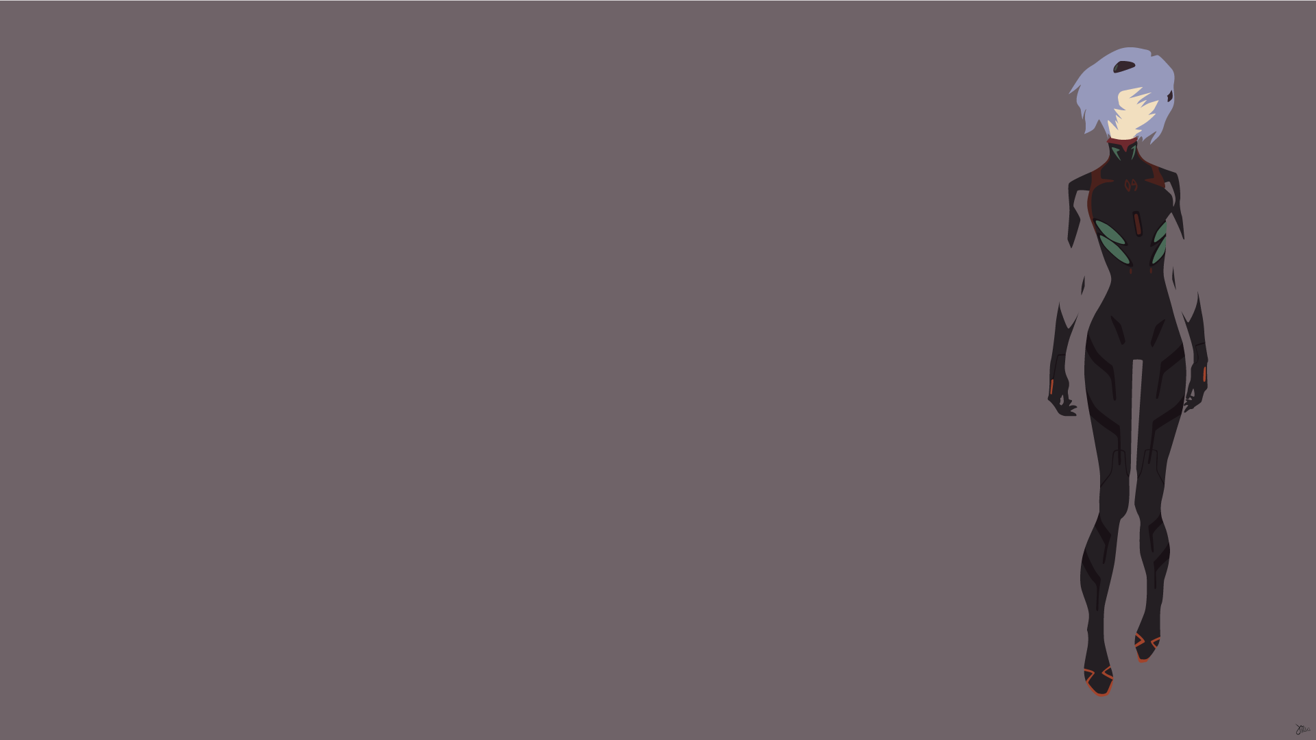 Ayanami Rei in a minimalist anime style HD Wallpaper