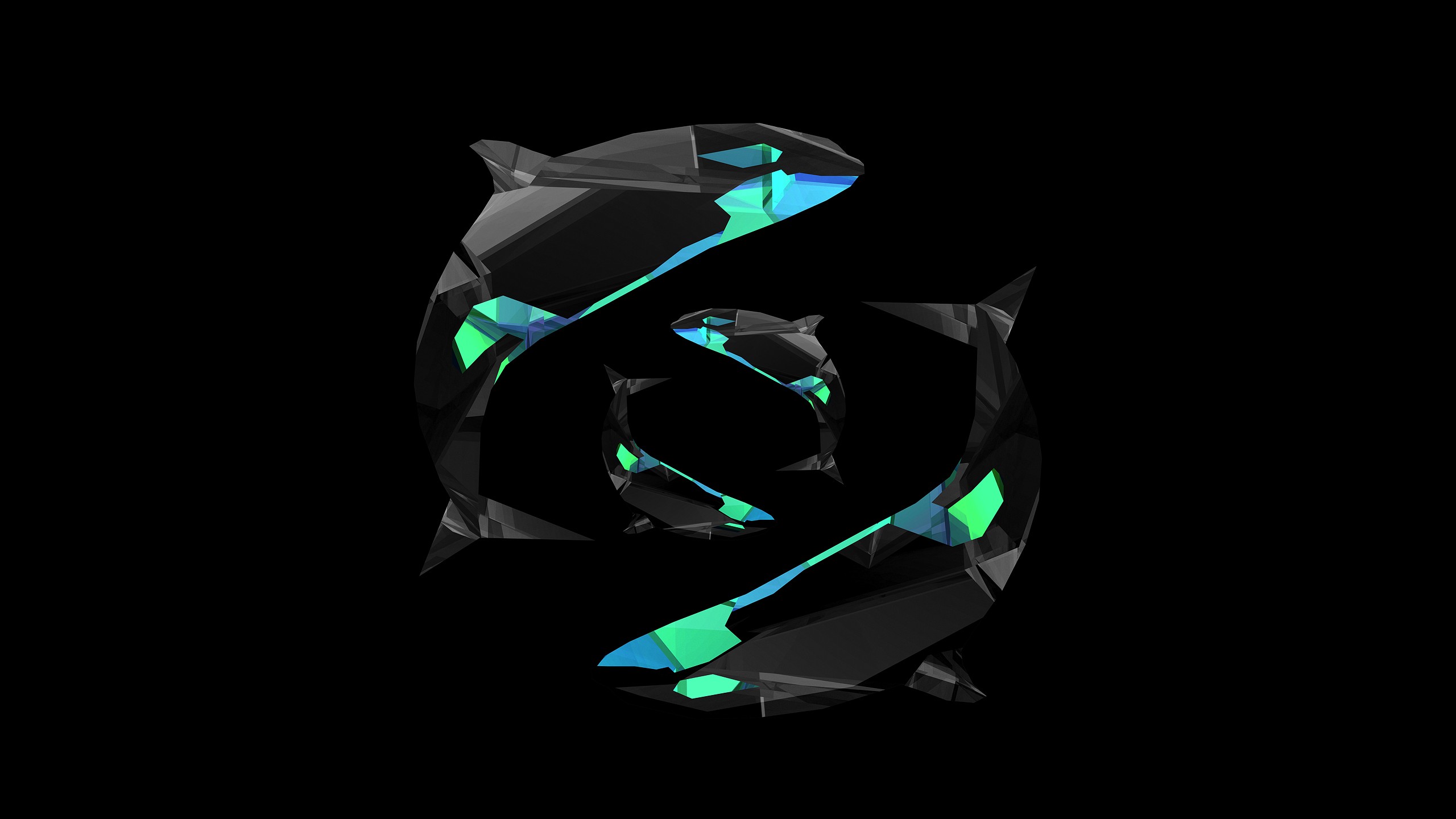 Geometric Orcas in a Circular Pattern HD Wallpaper