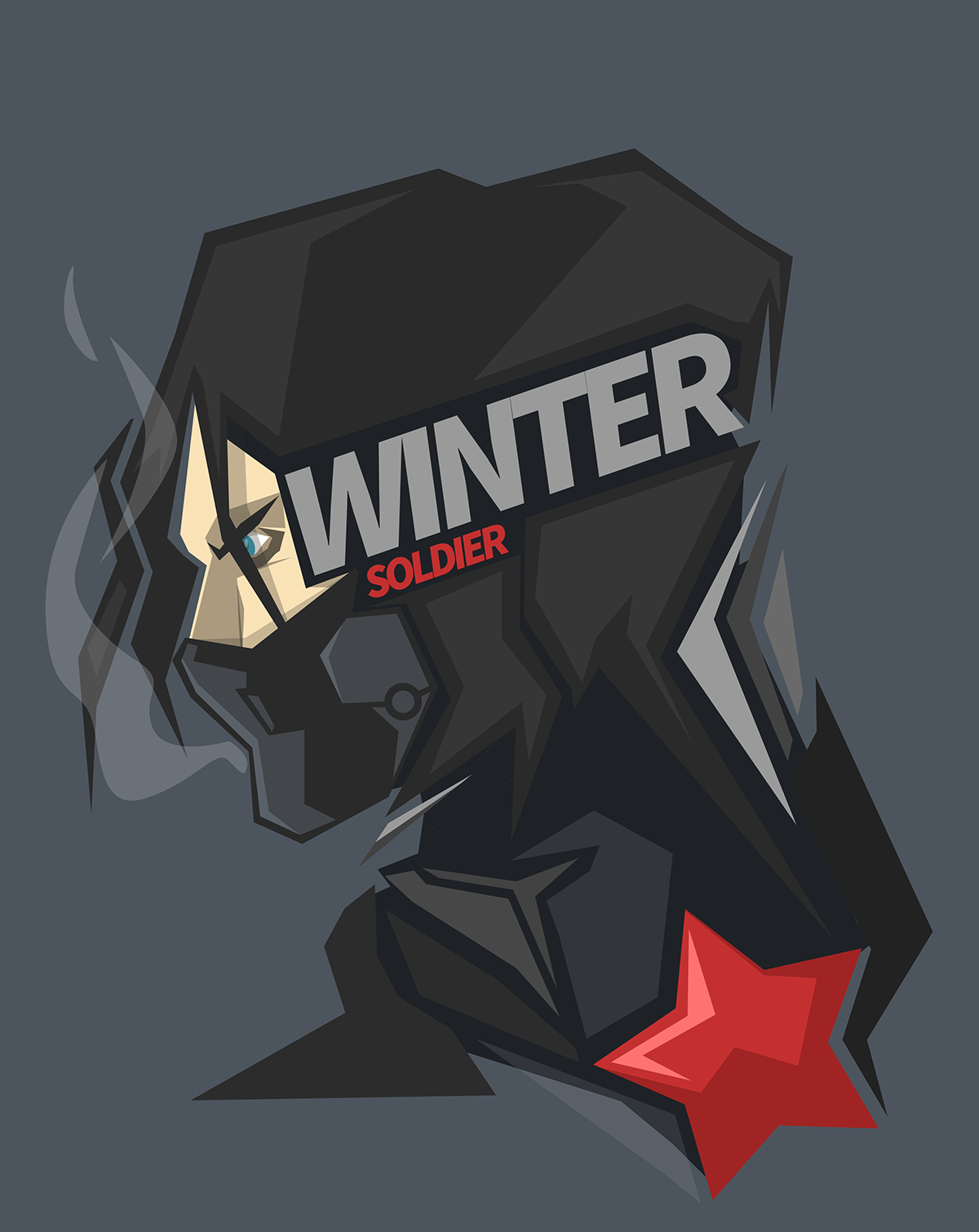 Winter Soldier with Red Star HD Wallpaper