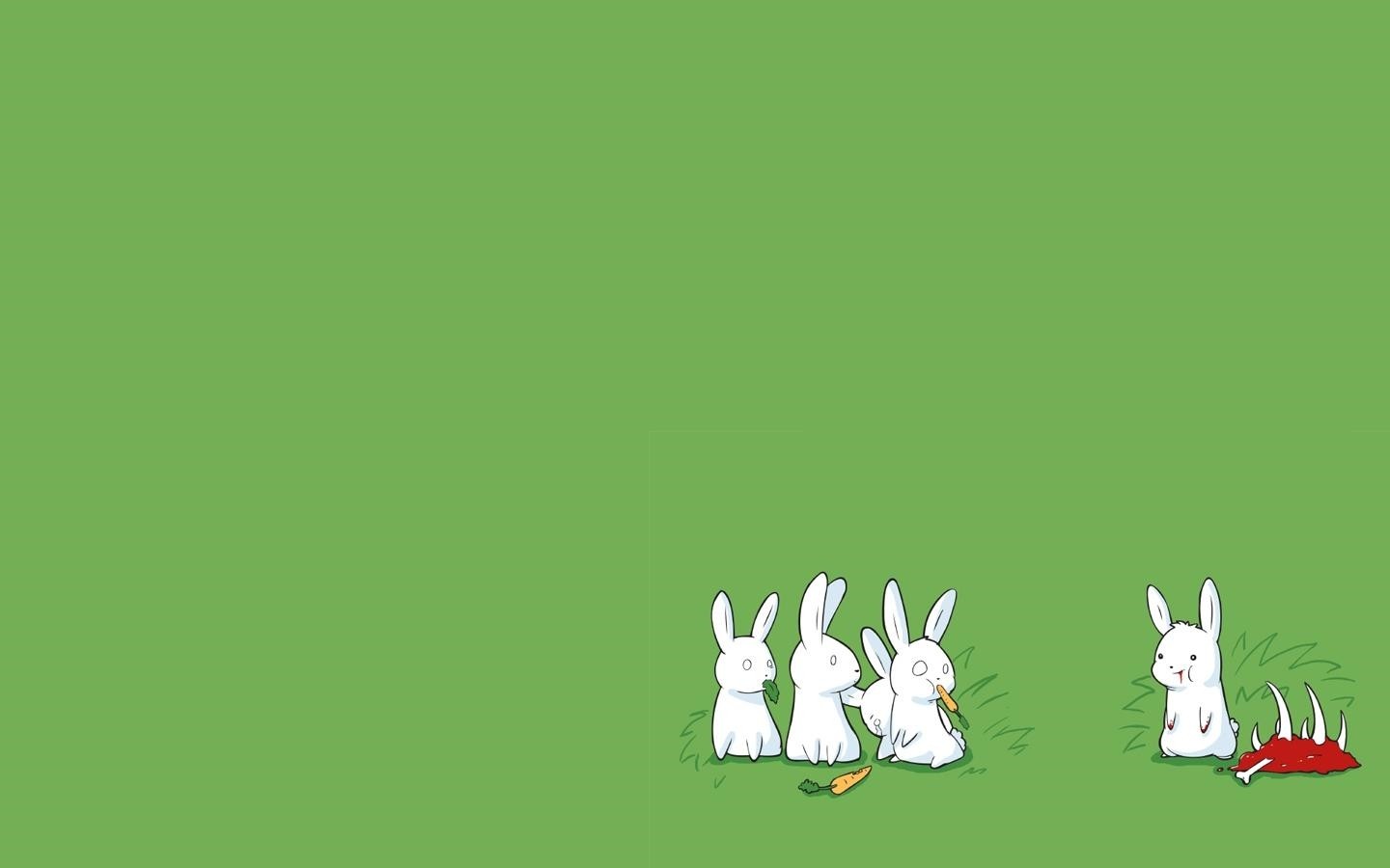 Minimalist cartoon rabbits and gore HD Wallpaper