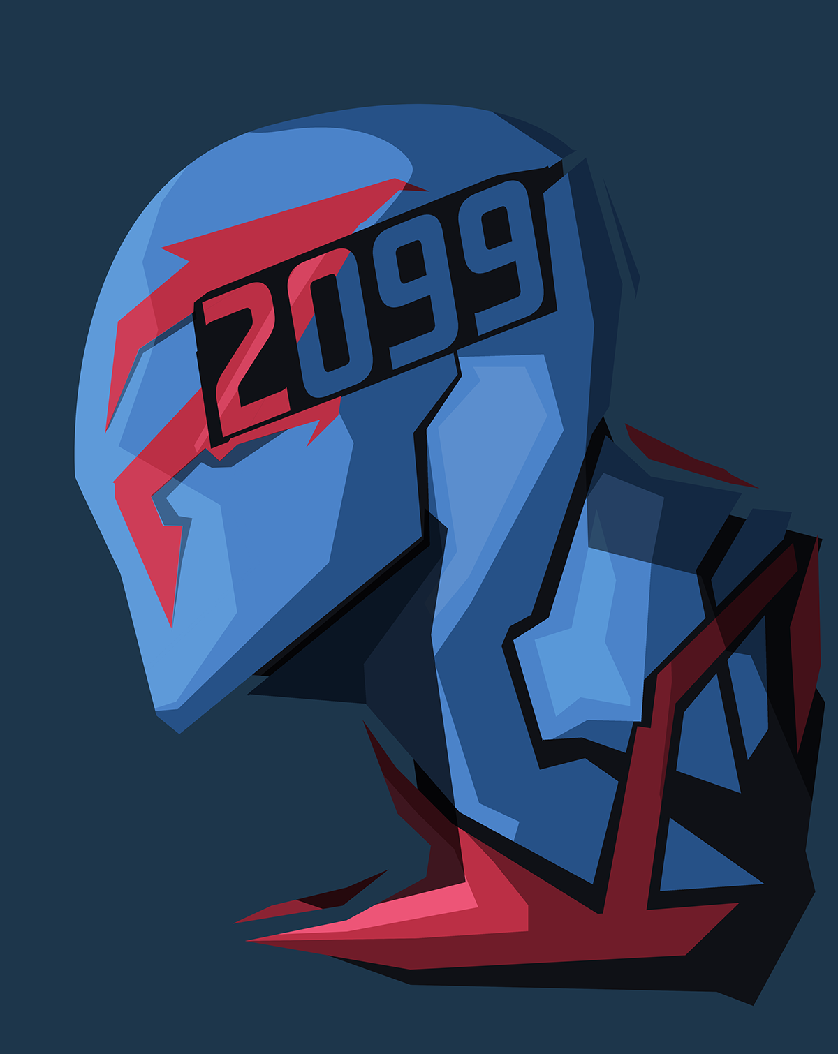 Spider-Man 2099 in blue and red armor HD Wallpaper