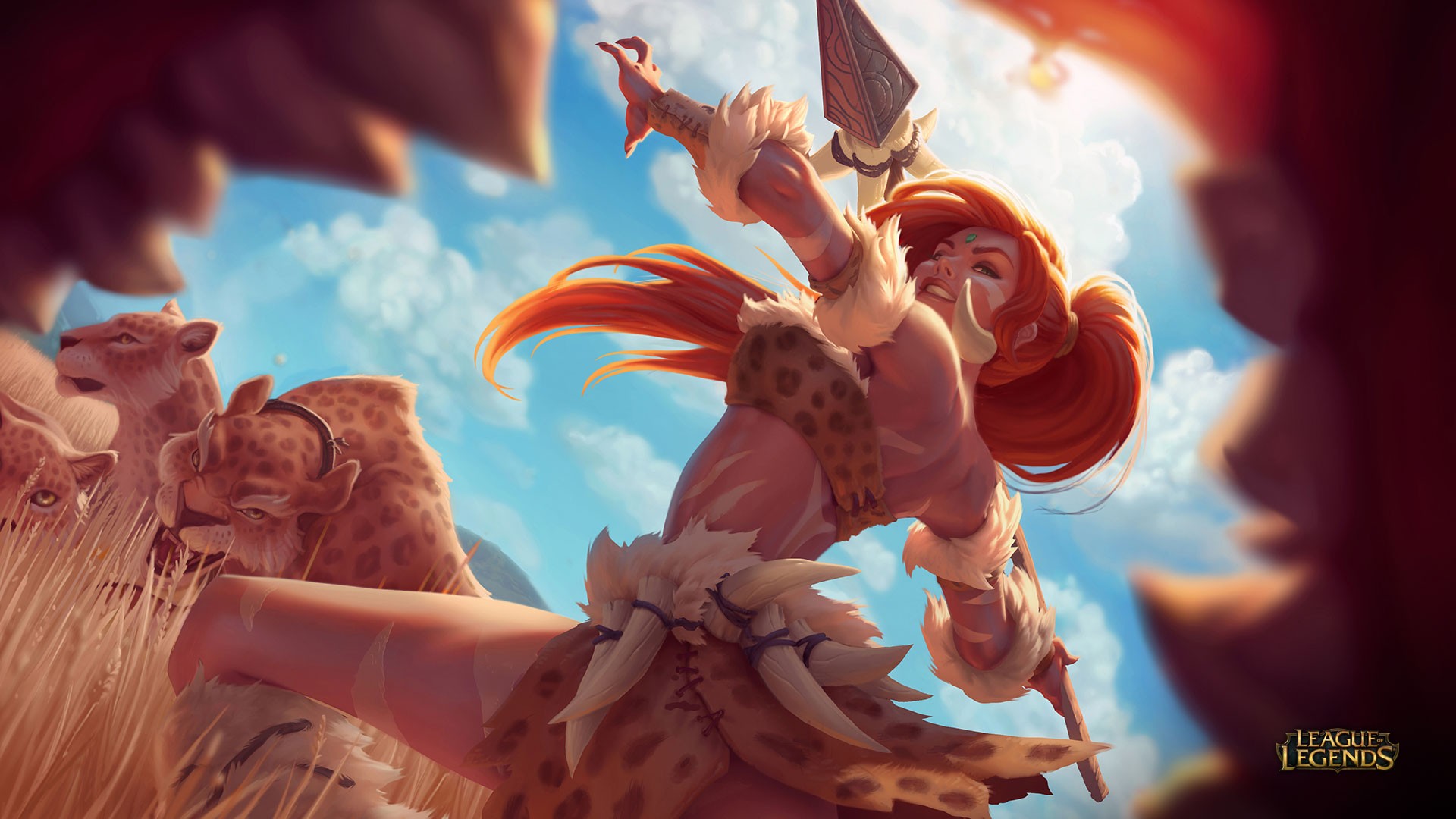 Nidalee and cougars in League of Legends HD Wallpaper
