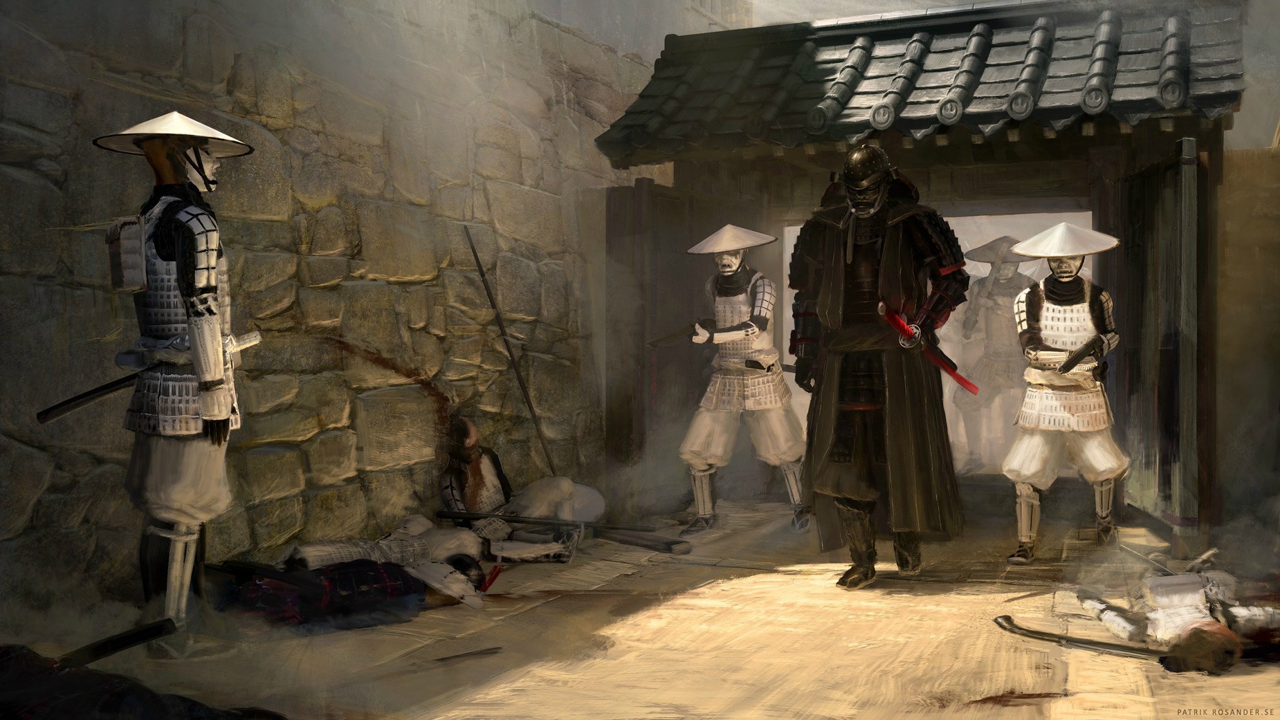 Samurai warriors in a battle scene HD Wallpaper