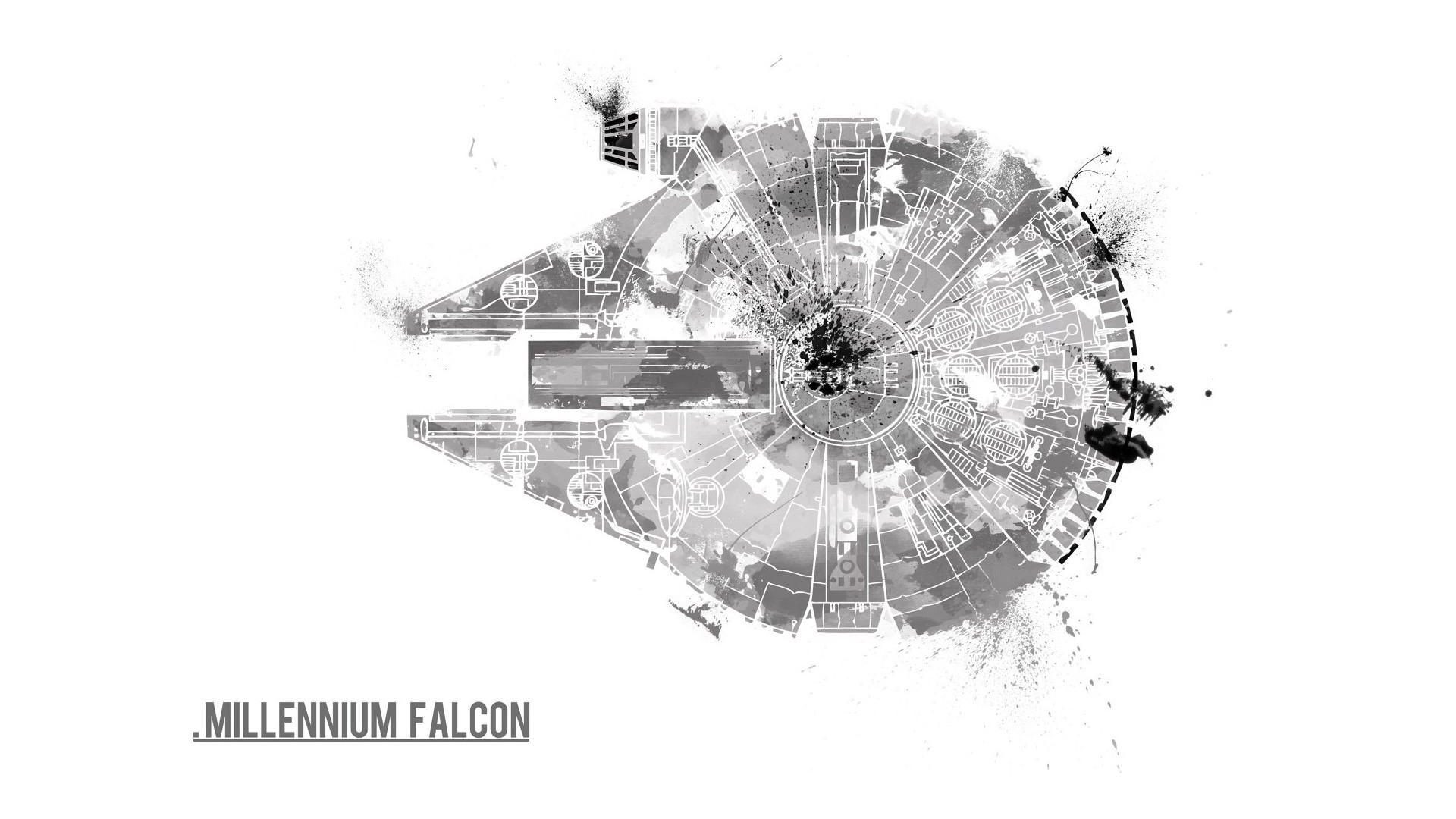 Millennium Falcon Star Wars Blueprint Art HD Wallpaper