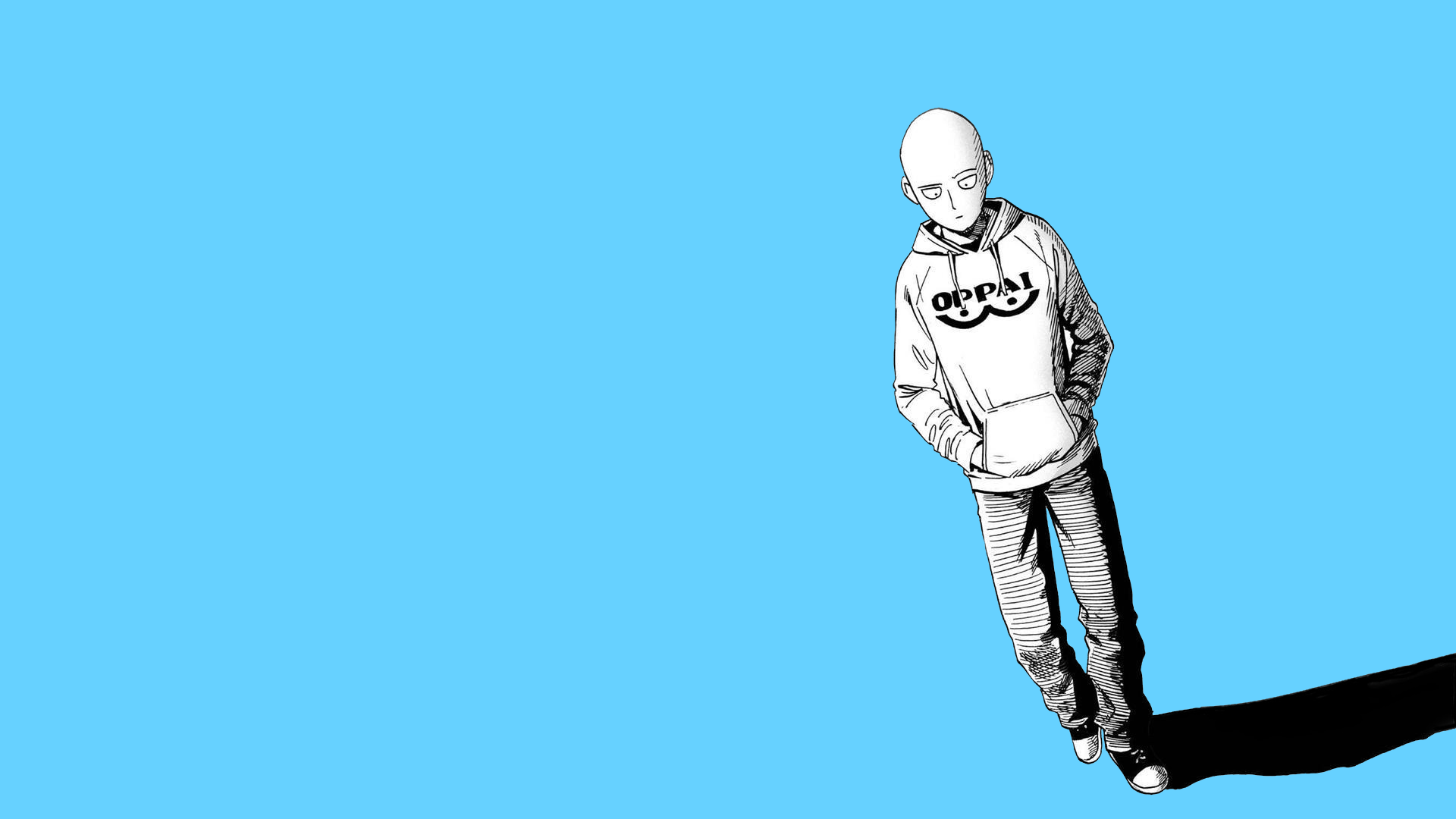 Saitama from One-Punch Man wearing an Oppai hoodie HD Wallpaper