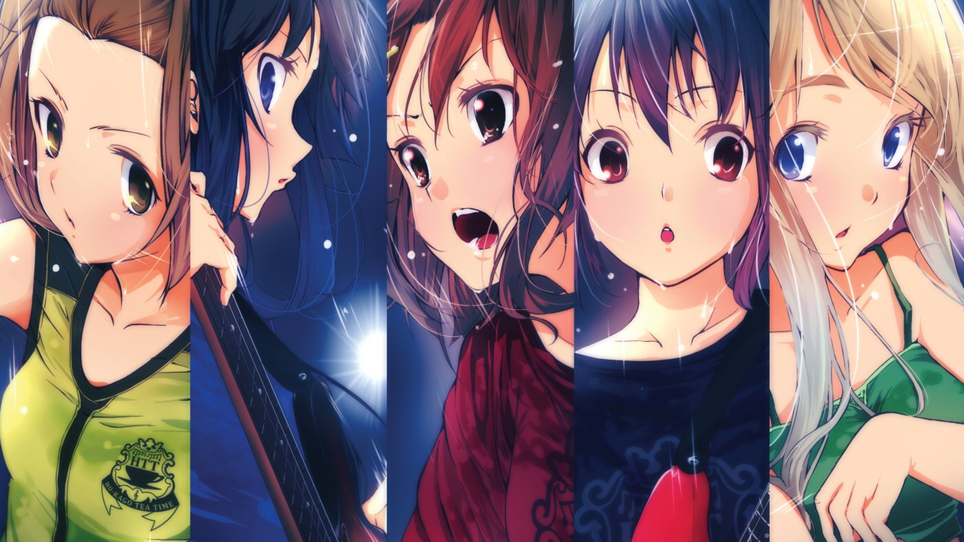 K-ON! girls in a vertical split image HD Wallpaper