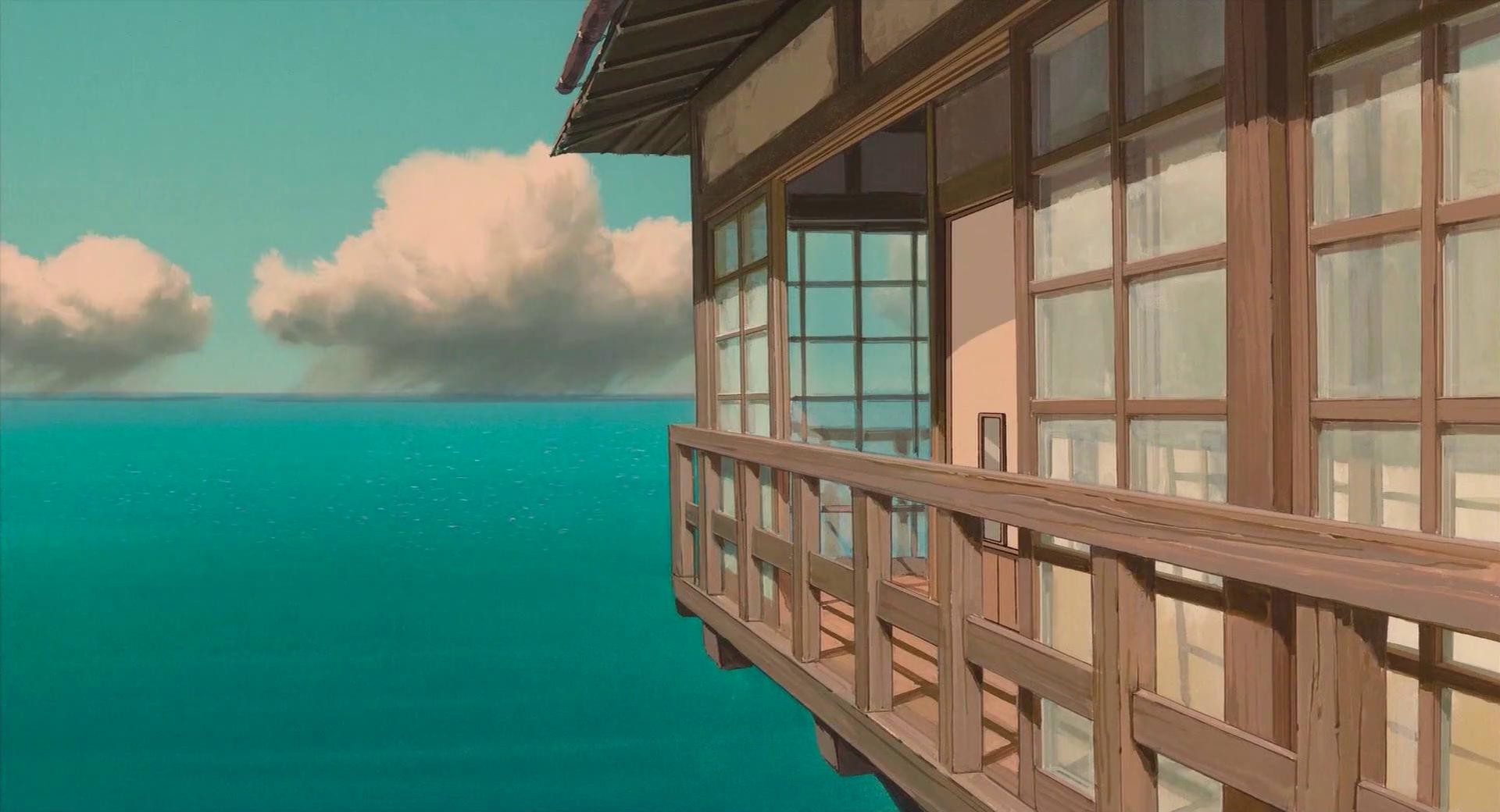 Spirited Away: Building over the sea HD Wallpaper