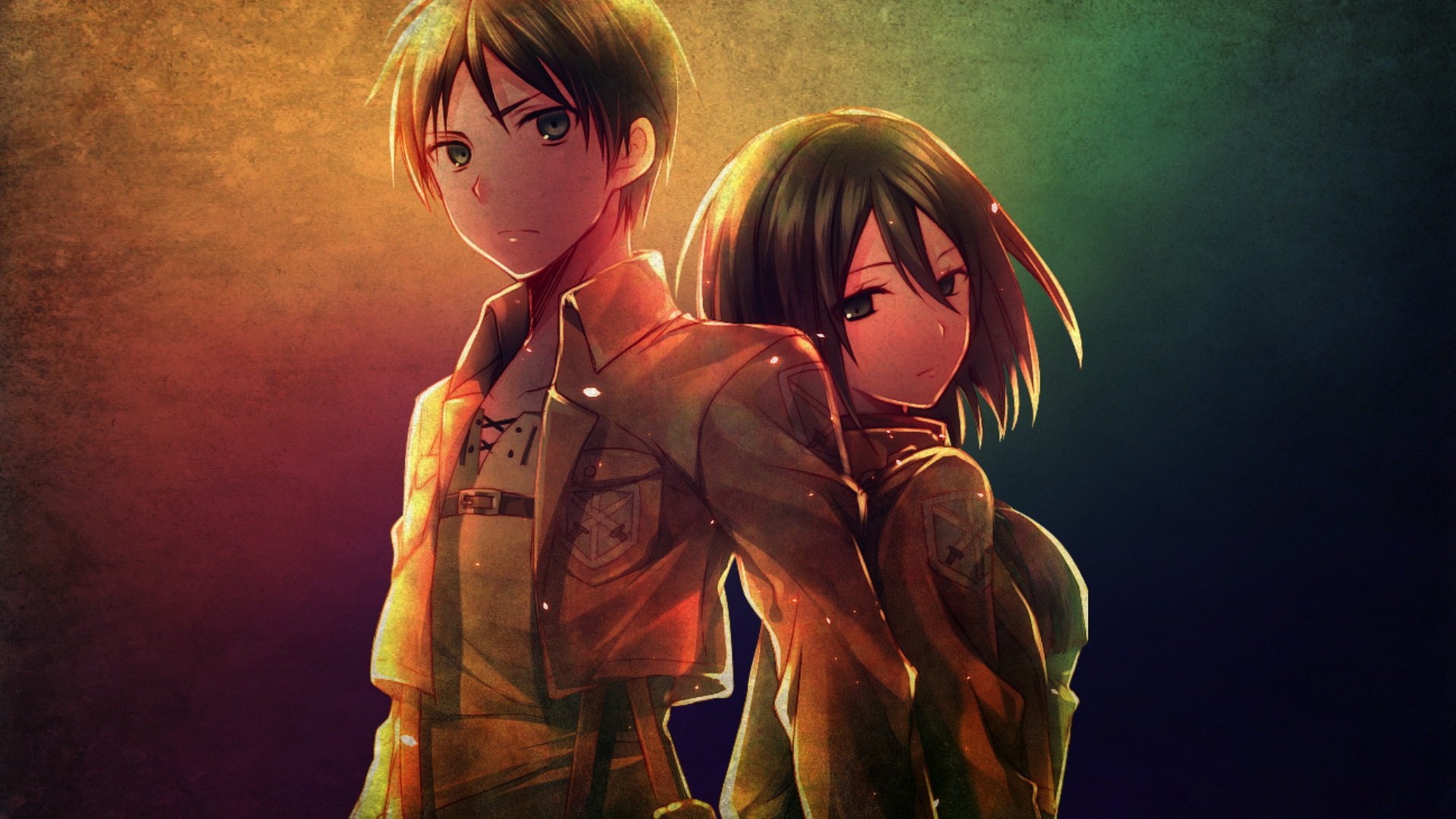 Eren Yeager and Mikasa Ackerman from Attack on Titan HD Wallpaper