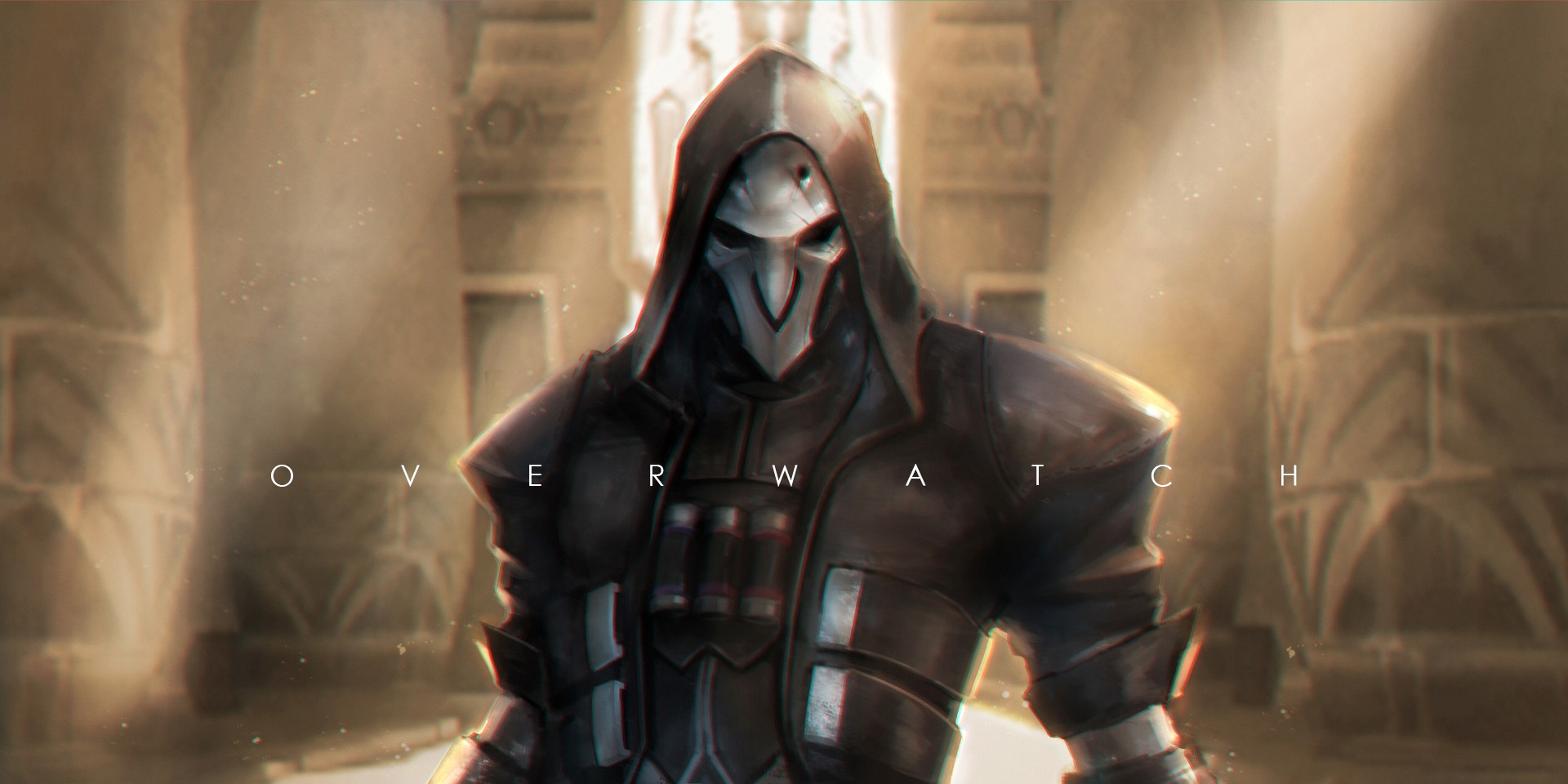 Reaper from Overwatch in a stone hall HD Wallpaper