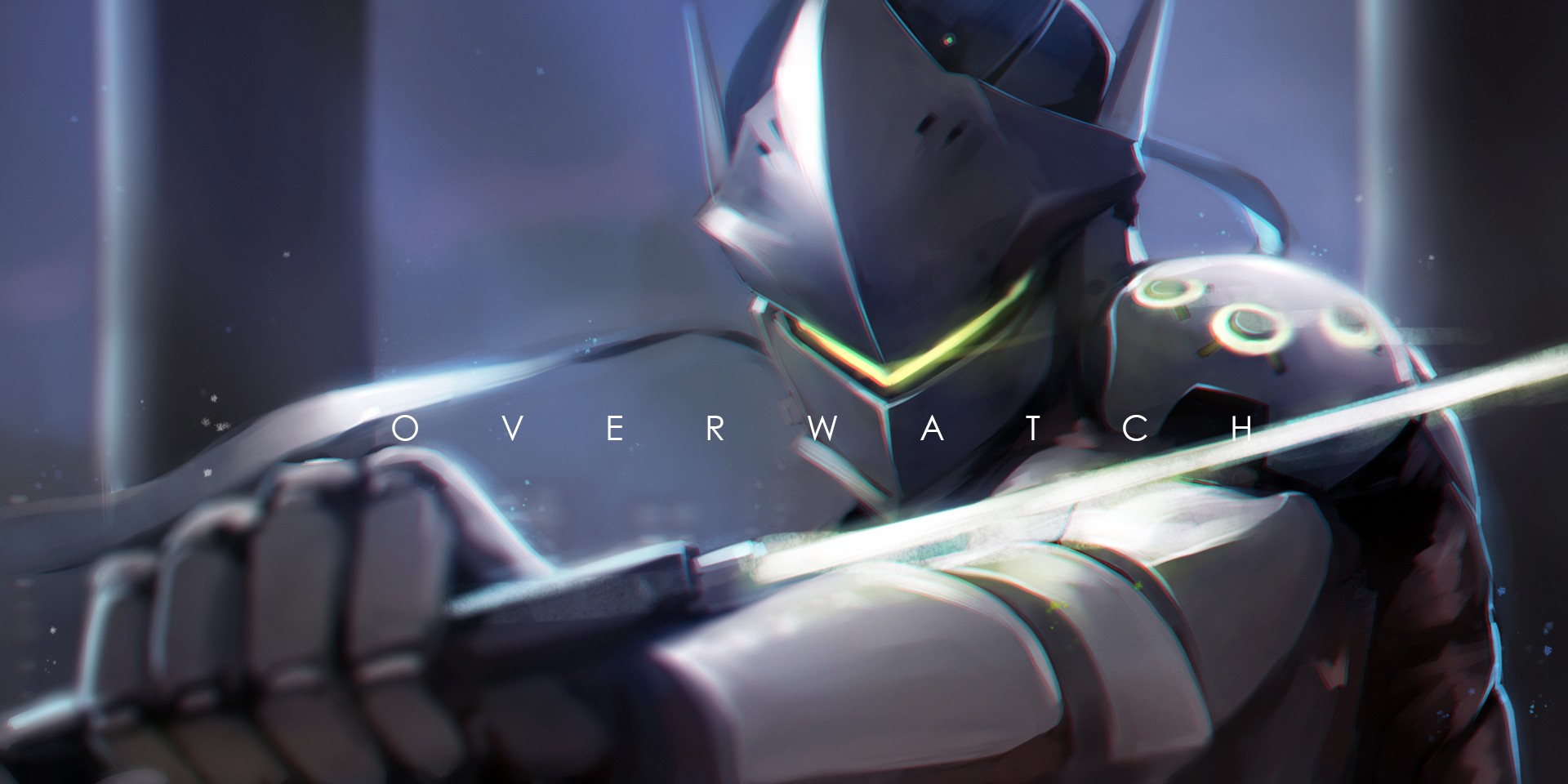 Genji from Overwatch holding a katana HD Wallpaper