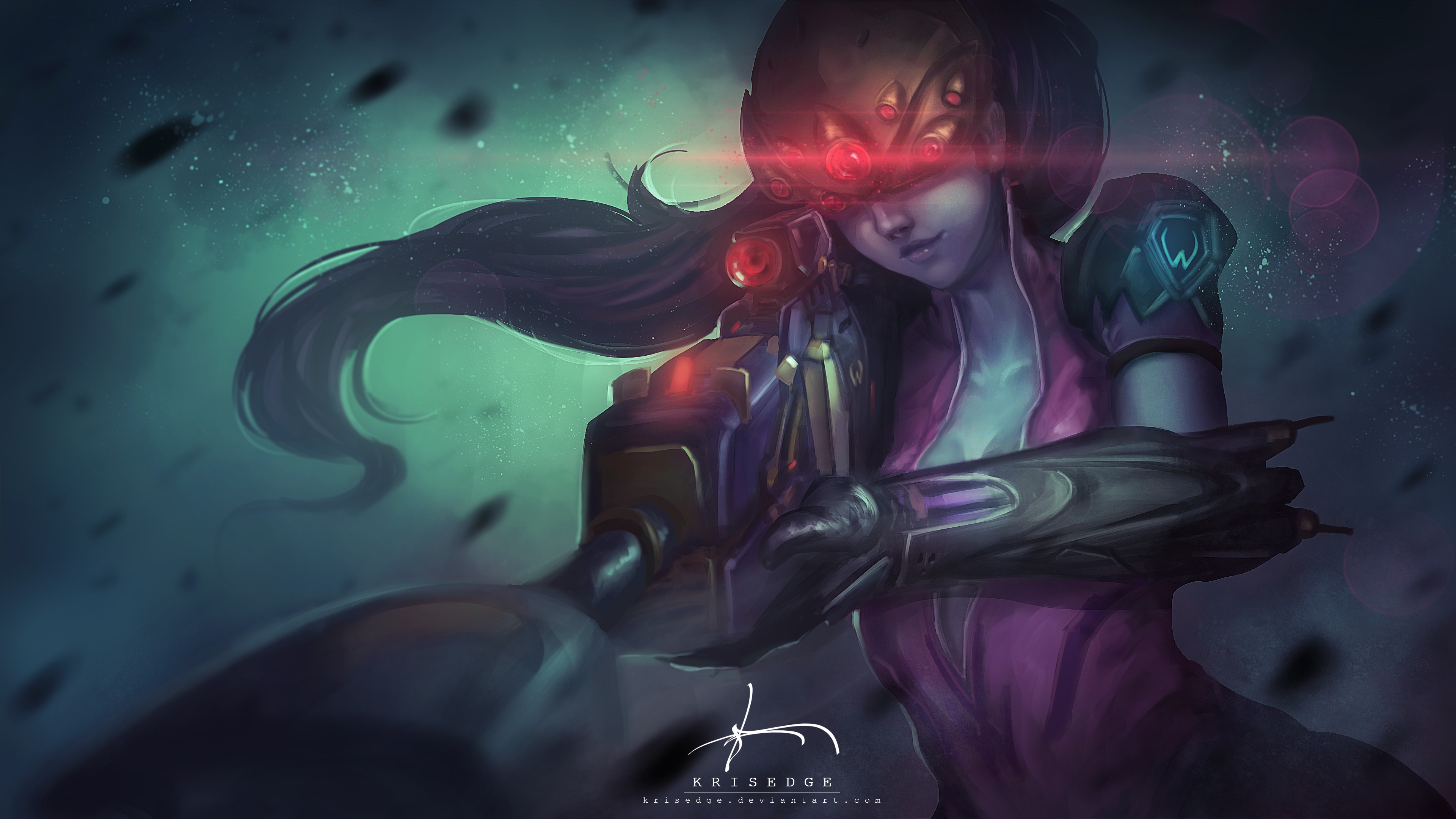 Widowmaker from Overwatch aiming her rifle HD Wallpaper