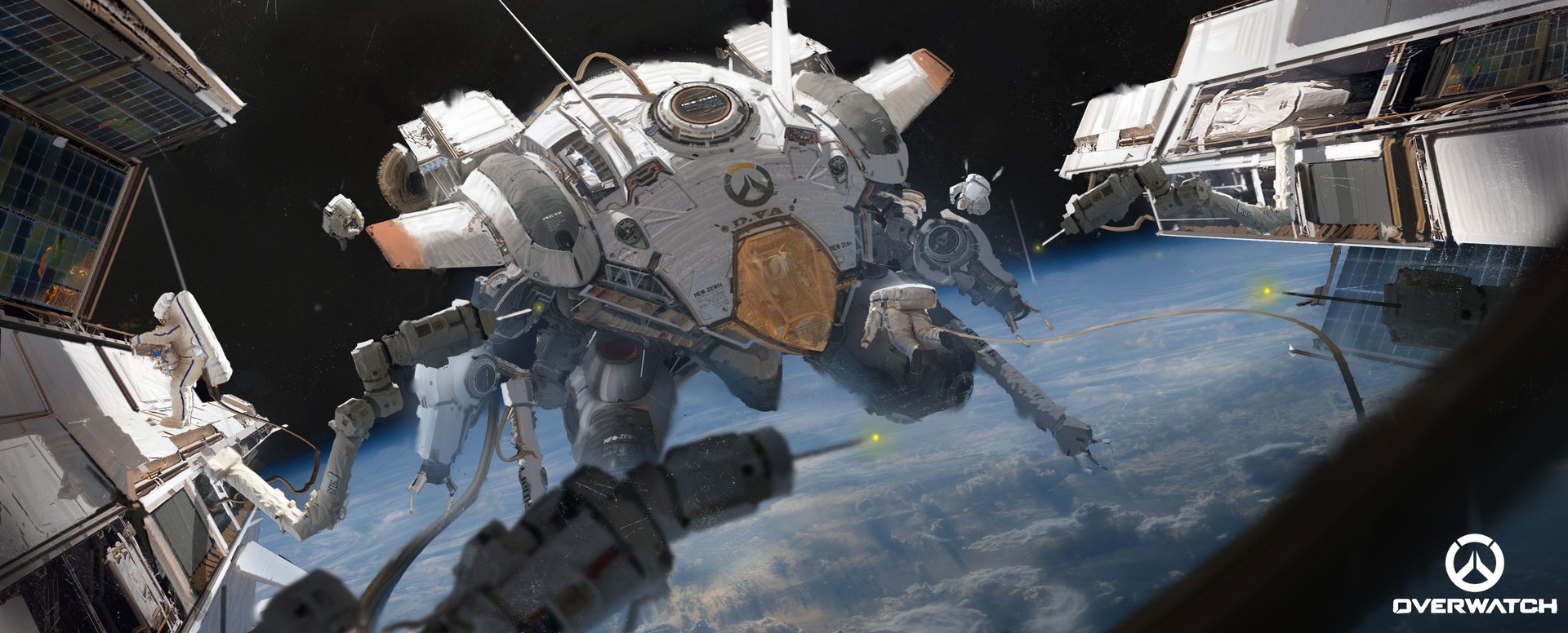 Overwatch D.Va artwork in space HD Wallpaper