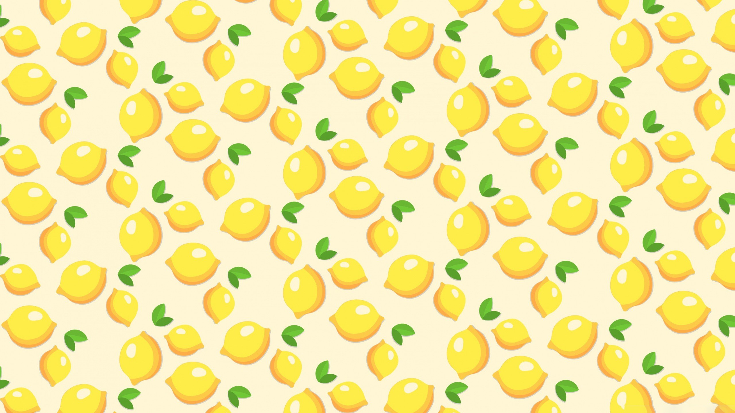 A minimalist pattern of yellow lemons and green leaves HD Wallpaper
