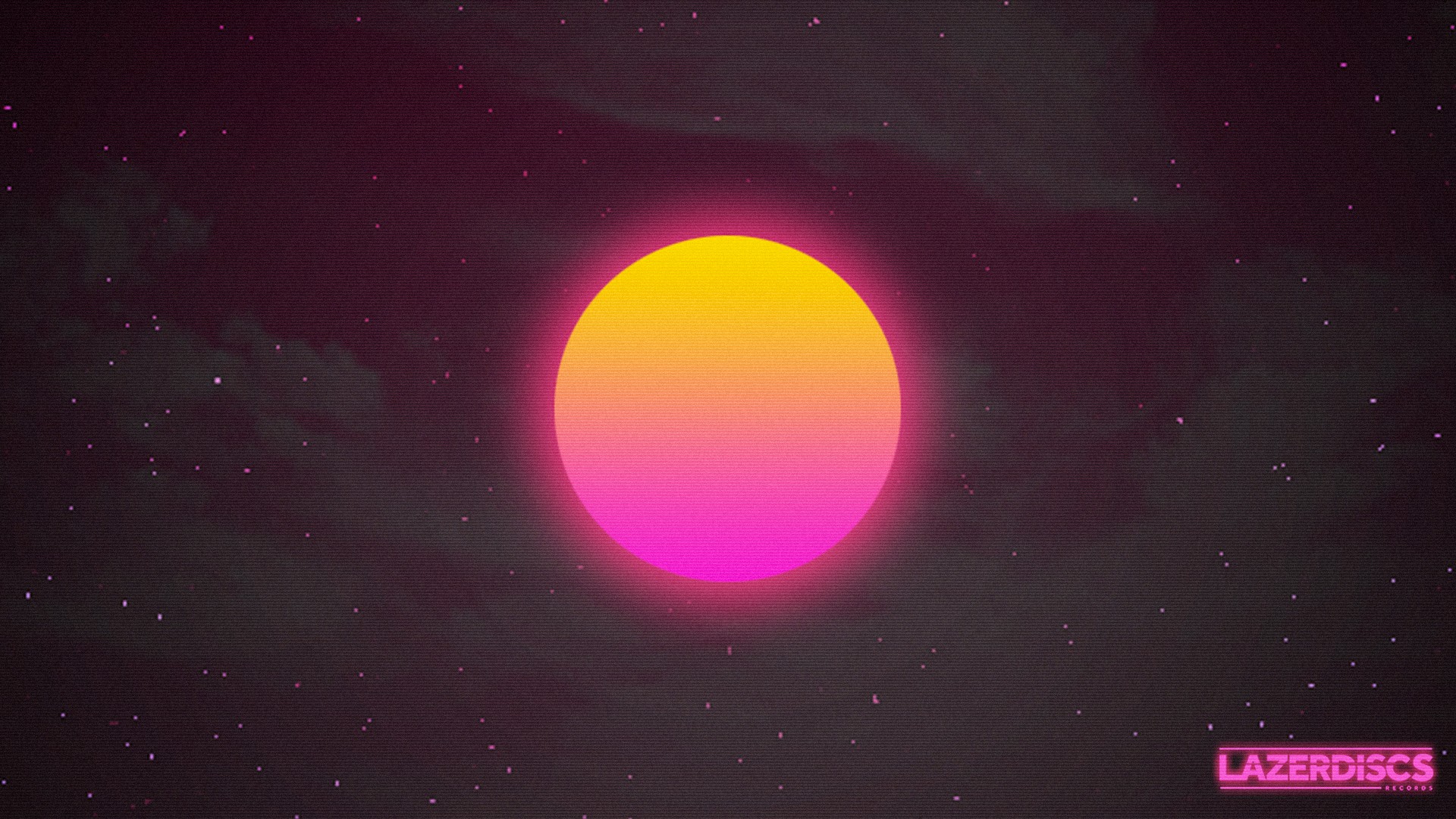 Retro Wave Sun with Stars and Clouds HD Wallpaper