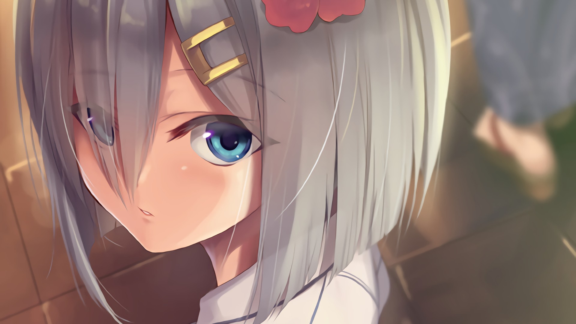 Hamakaze from Kantai Collection with a flower in her hair HD Wallpaper