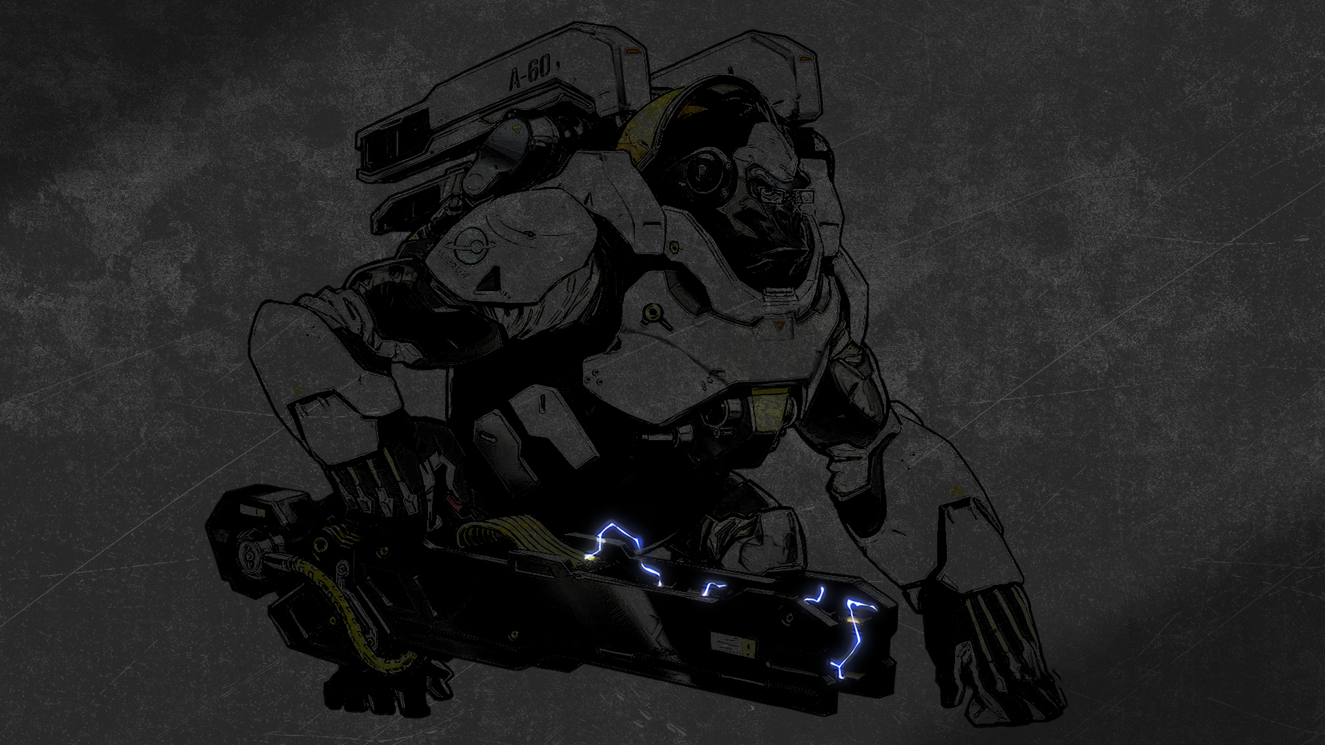 Winston in a mech suit with a large weapon HD Wallpaper