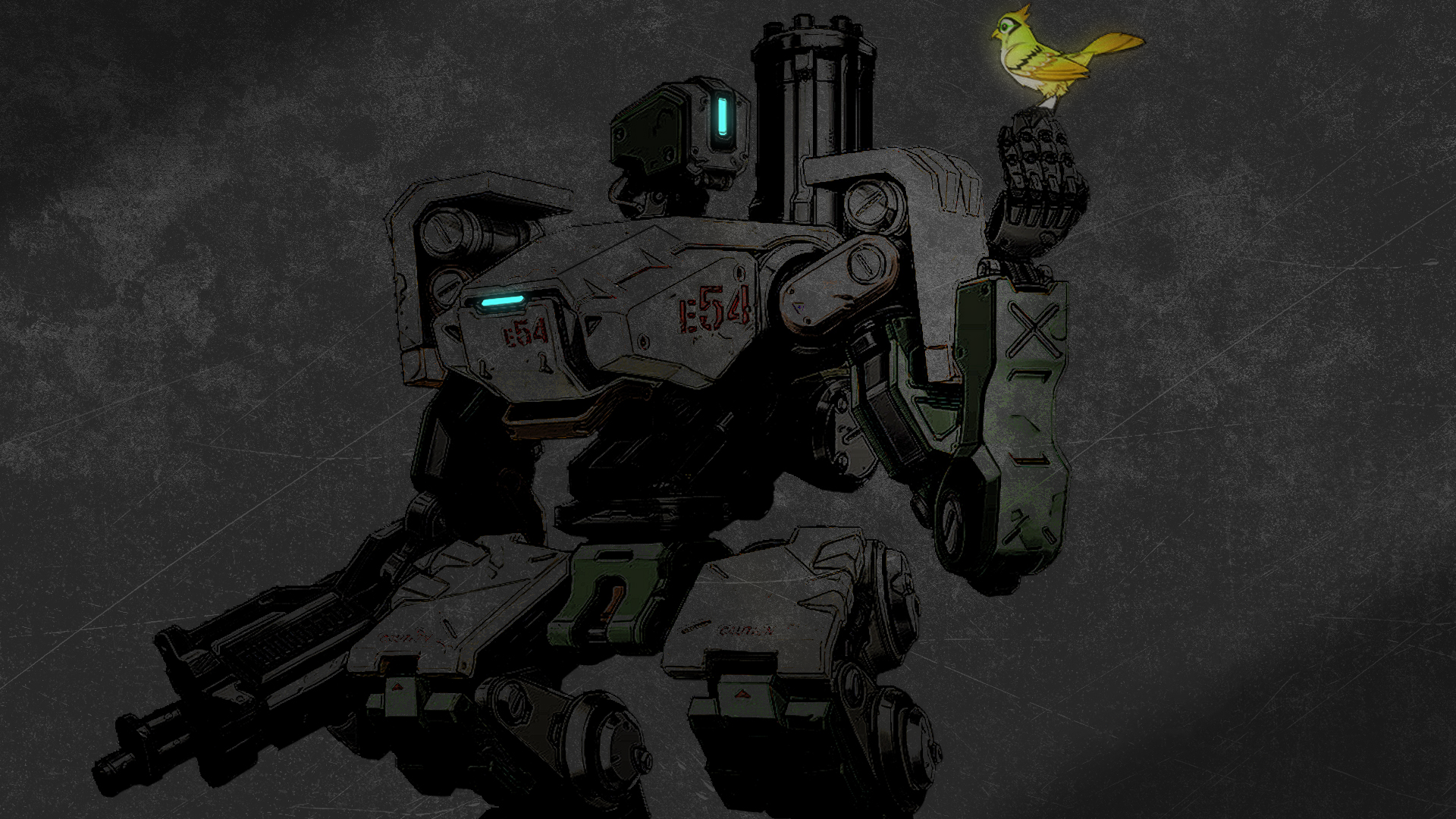 Bastion from Overwatch with a bird on its hand HD Wallpaper