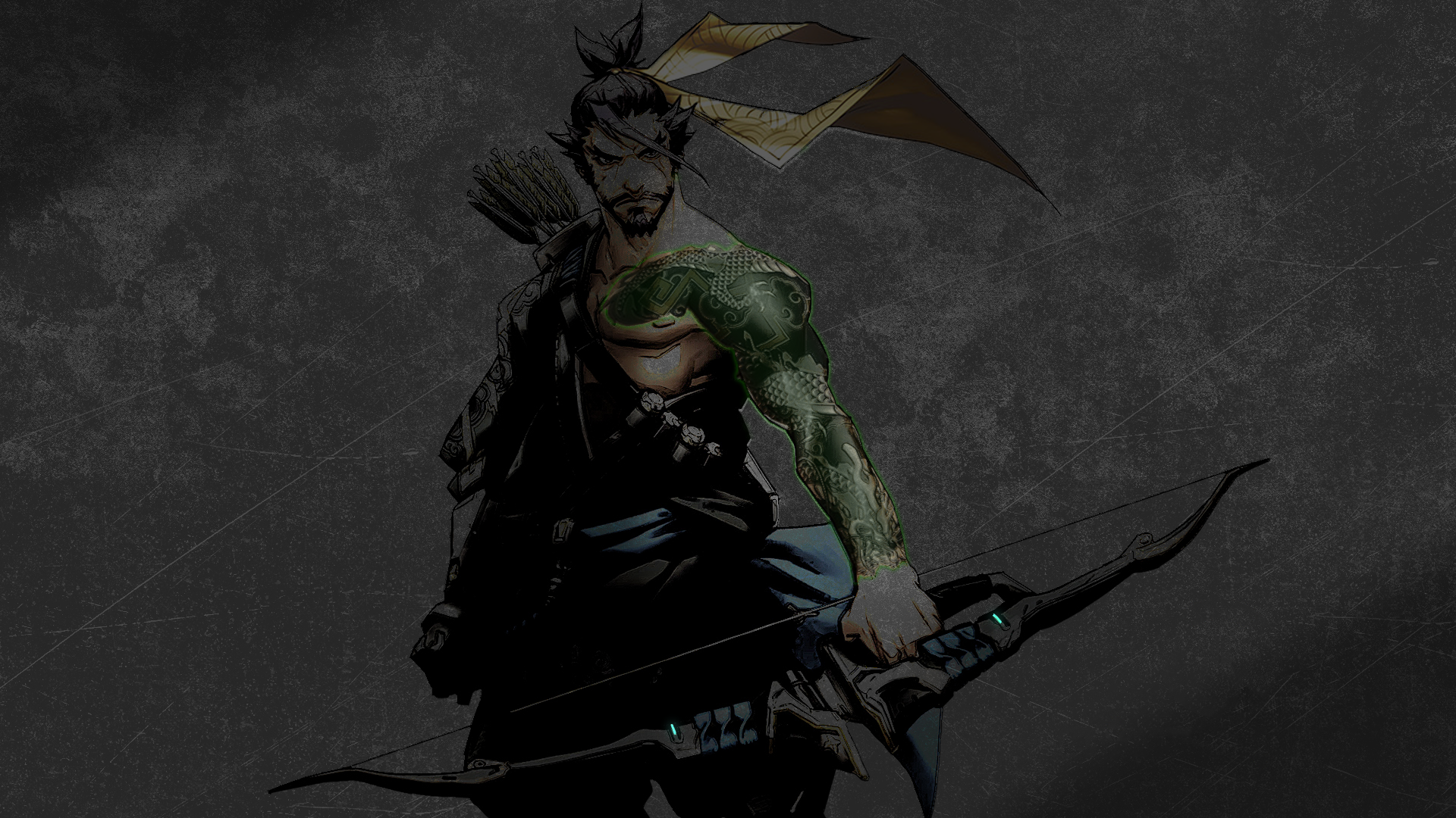 Hanzo with Dragon Tattoo and Bow HD Wallpaper