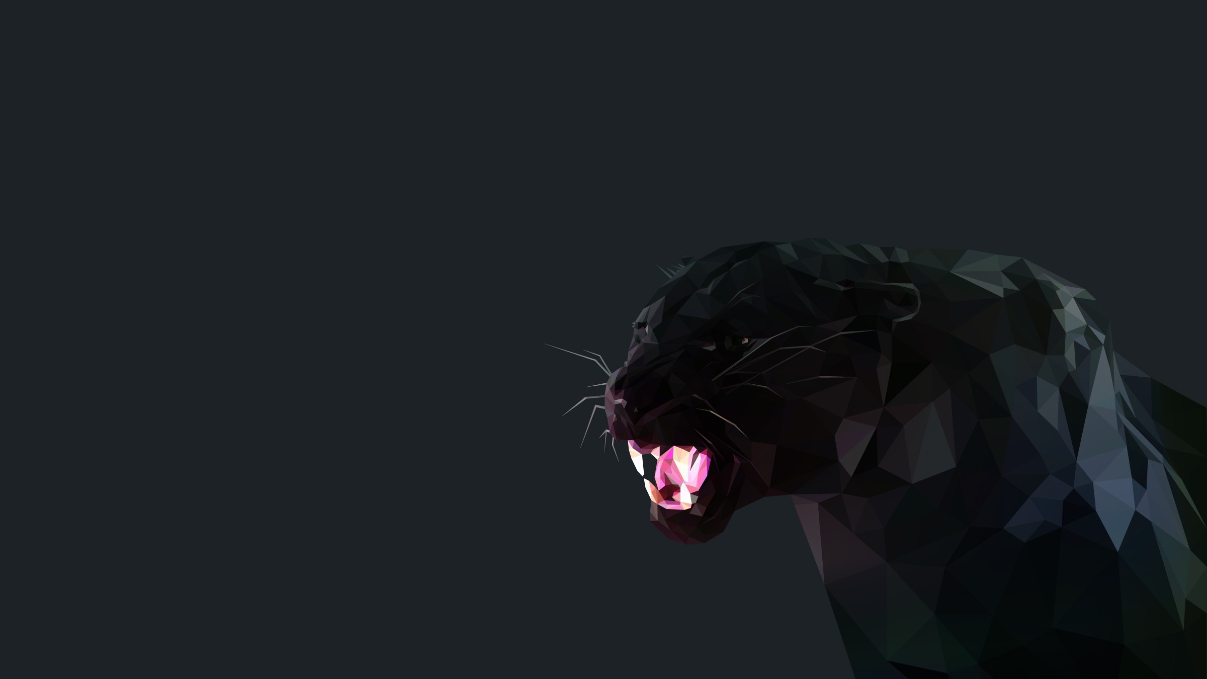 Low poly black panther roaring HD Wallpaper