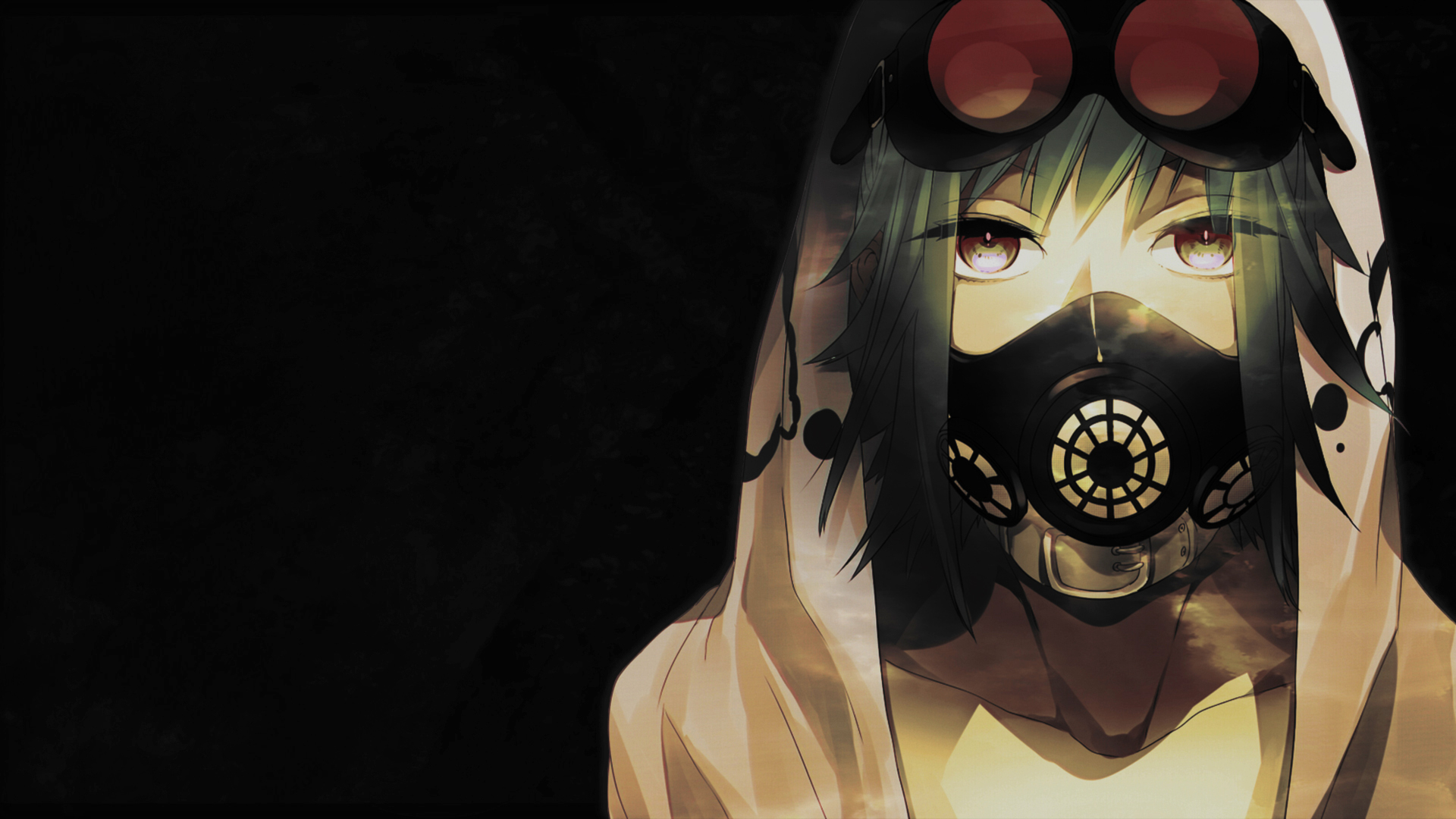 Anime character with gas mask and goggles HD Wallpaper
