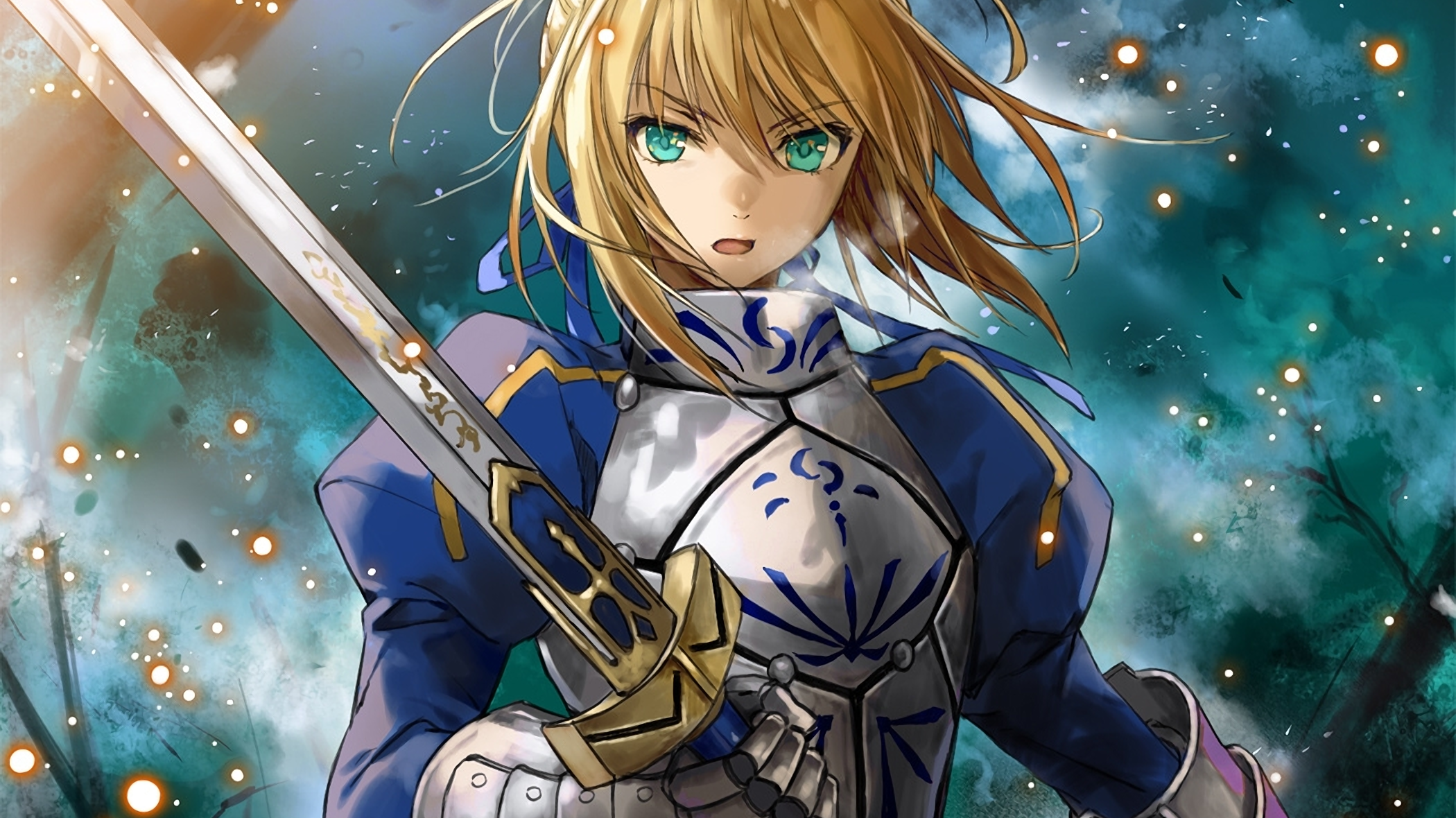Saber from Fate/Zero holding her sword HD Wallpaper