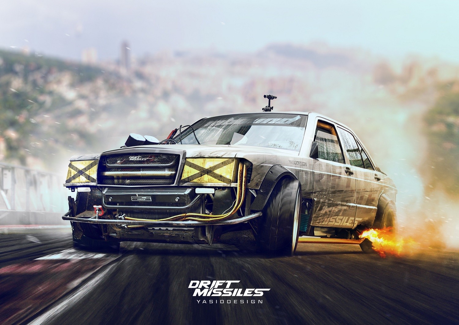 Drift Missile Mercedes W202 Tuning Artwork HD Wallpaper
