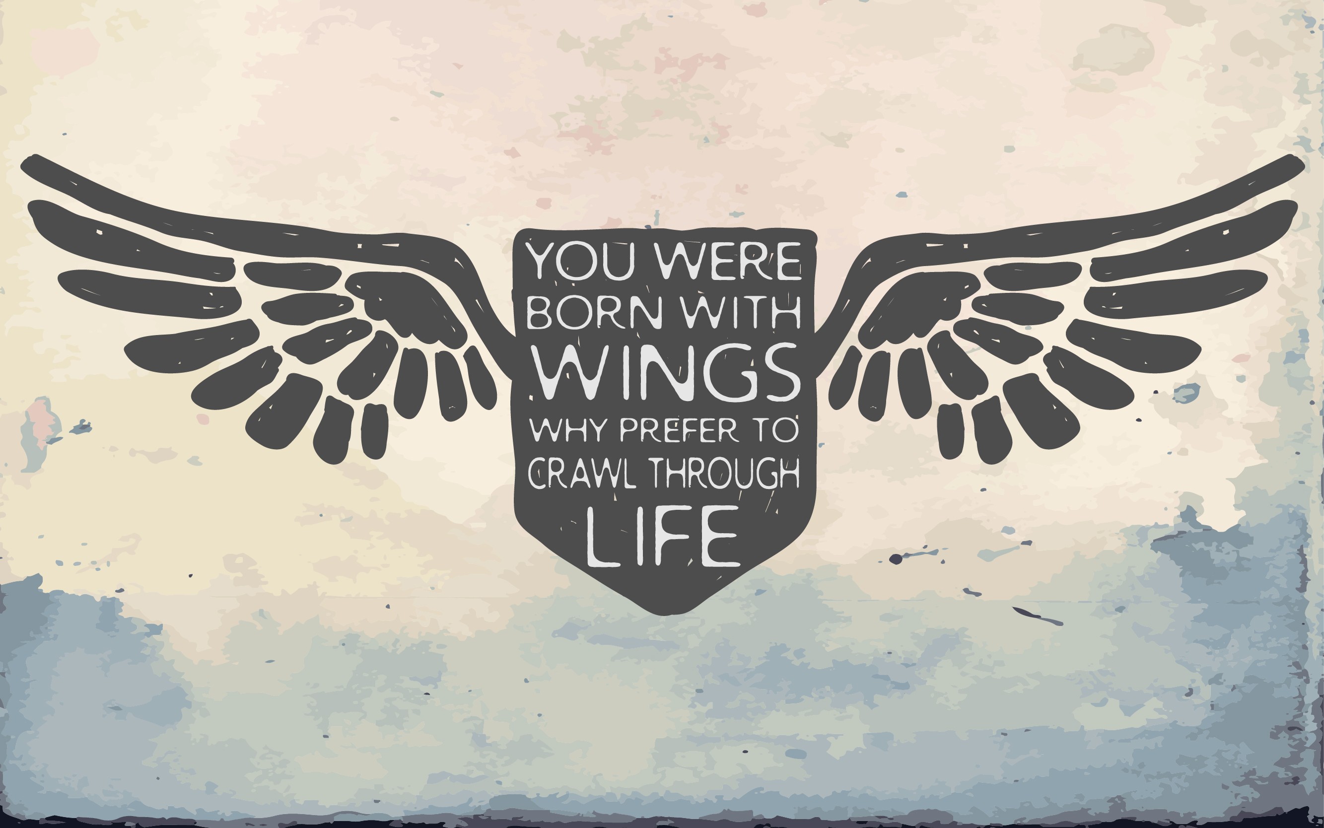 Quote about wings and life with wings graphic HD Wallpaper