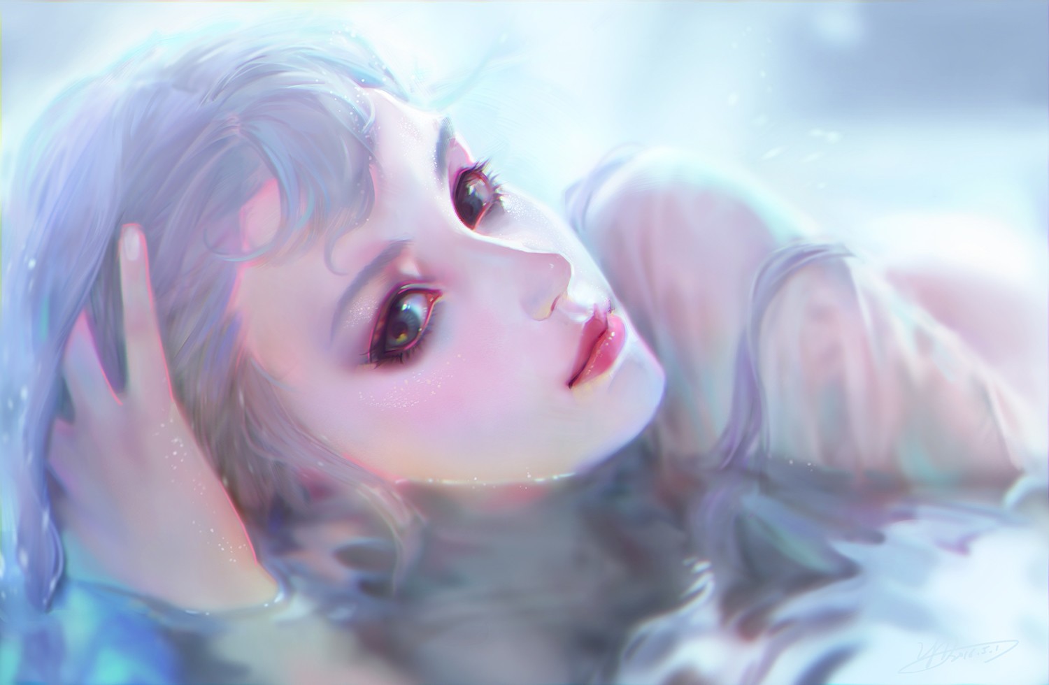 Woman with light hair in water HD Wallpaper