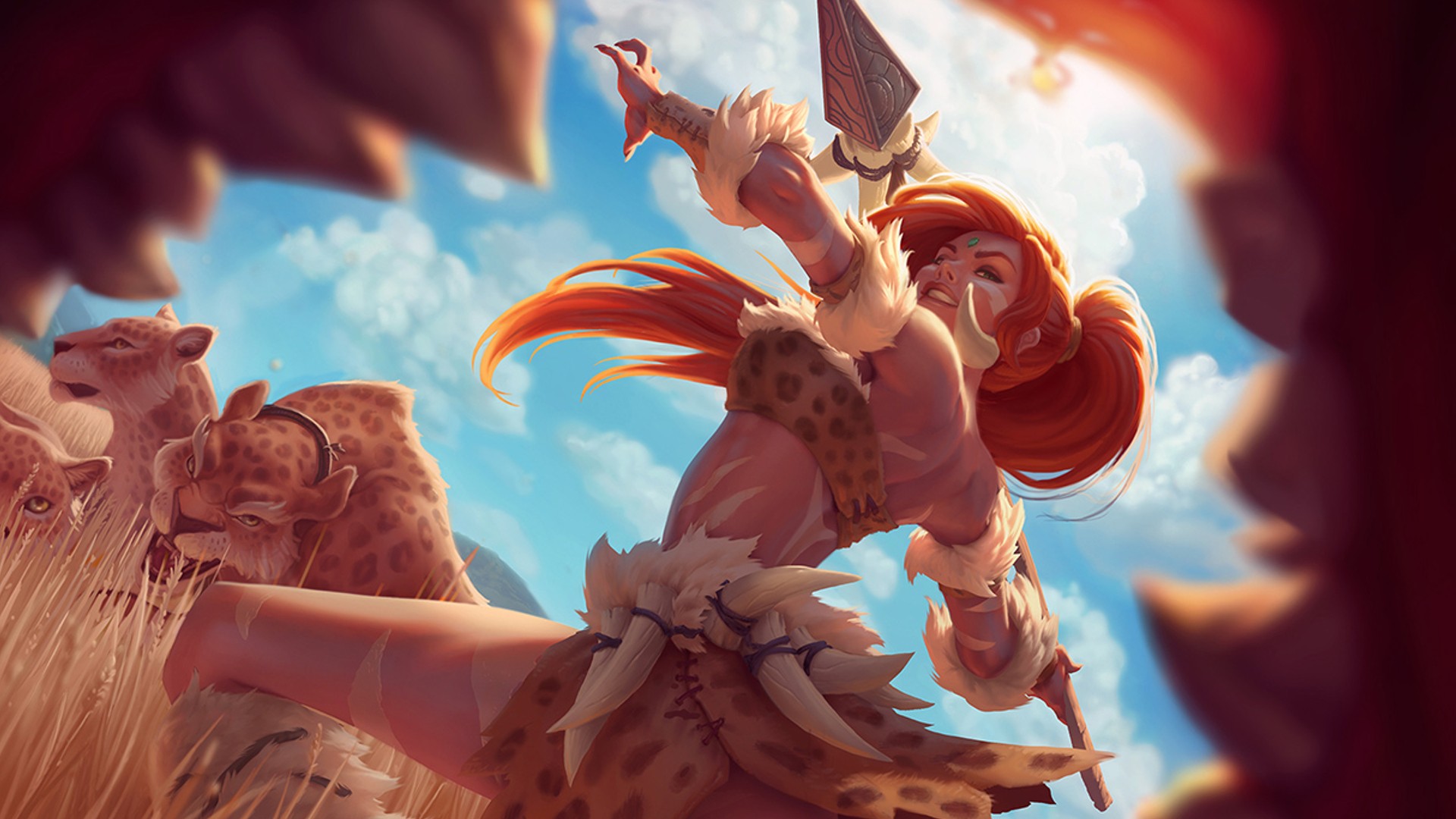 Nidalee from League of Legends with cougars HD Wallpaper
