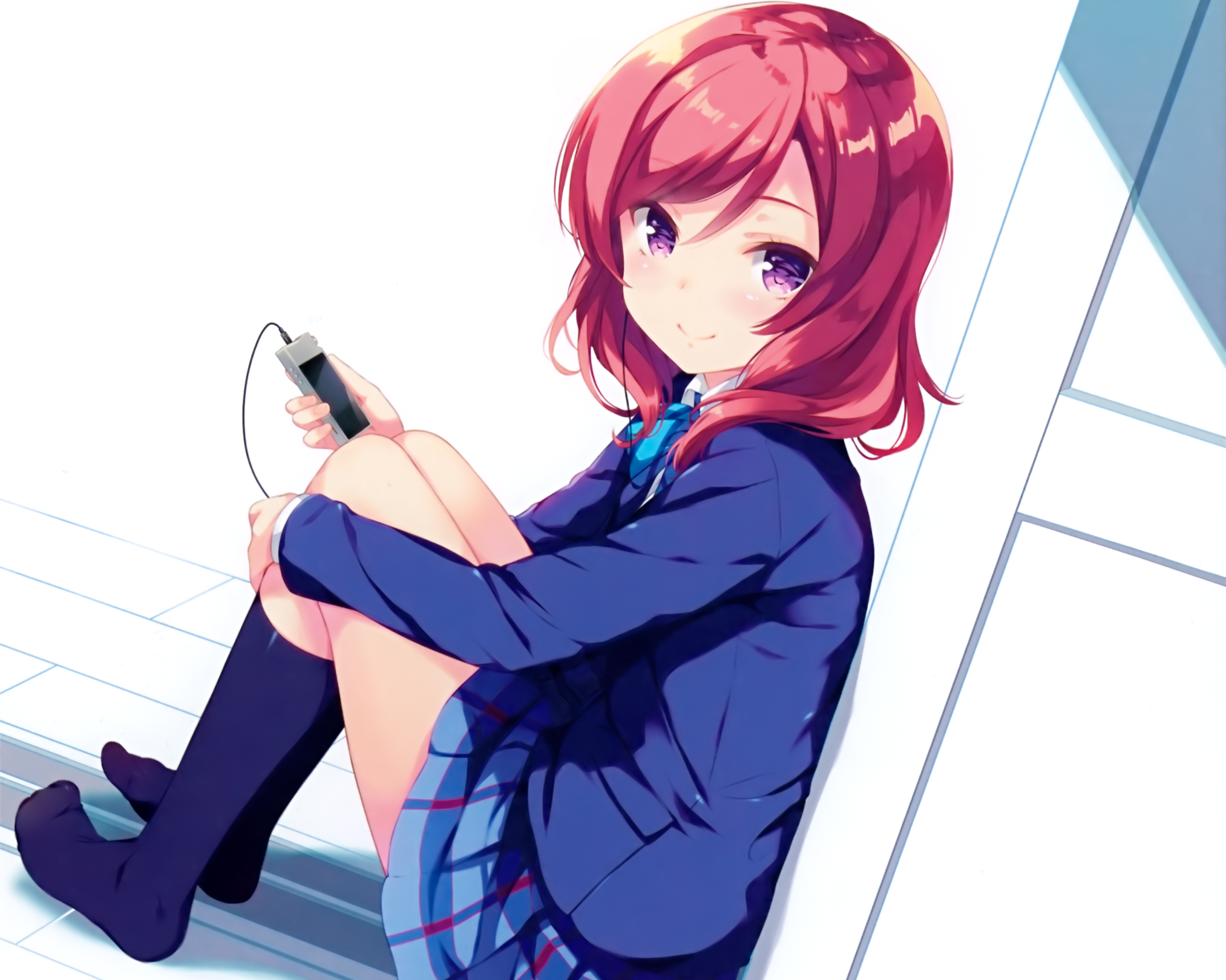 Nishikino Maki from Love Live! listening to music HD Wallpaper