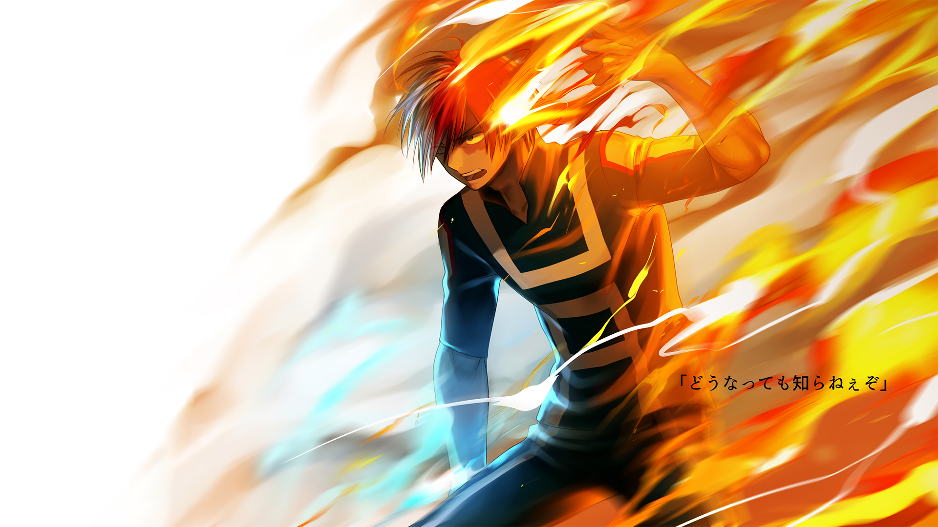 Shoto Todoroki from Boku no Hero Academia engulfed in flames HD Wallpaper