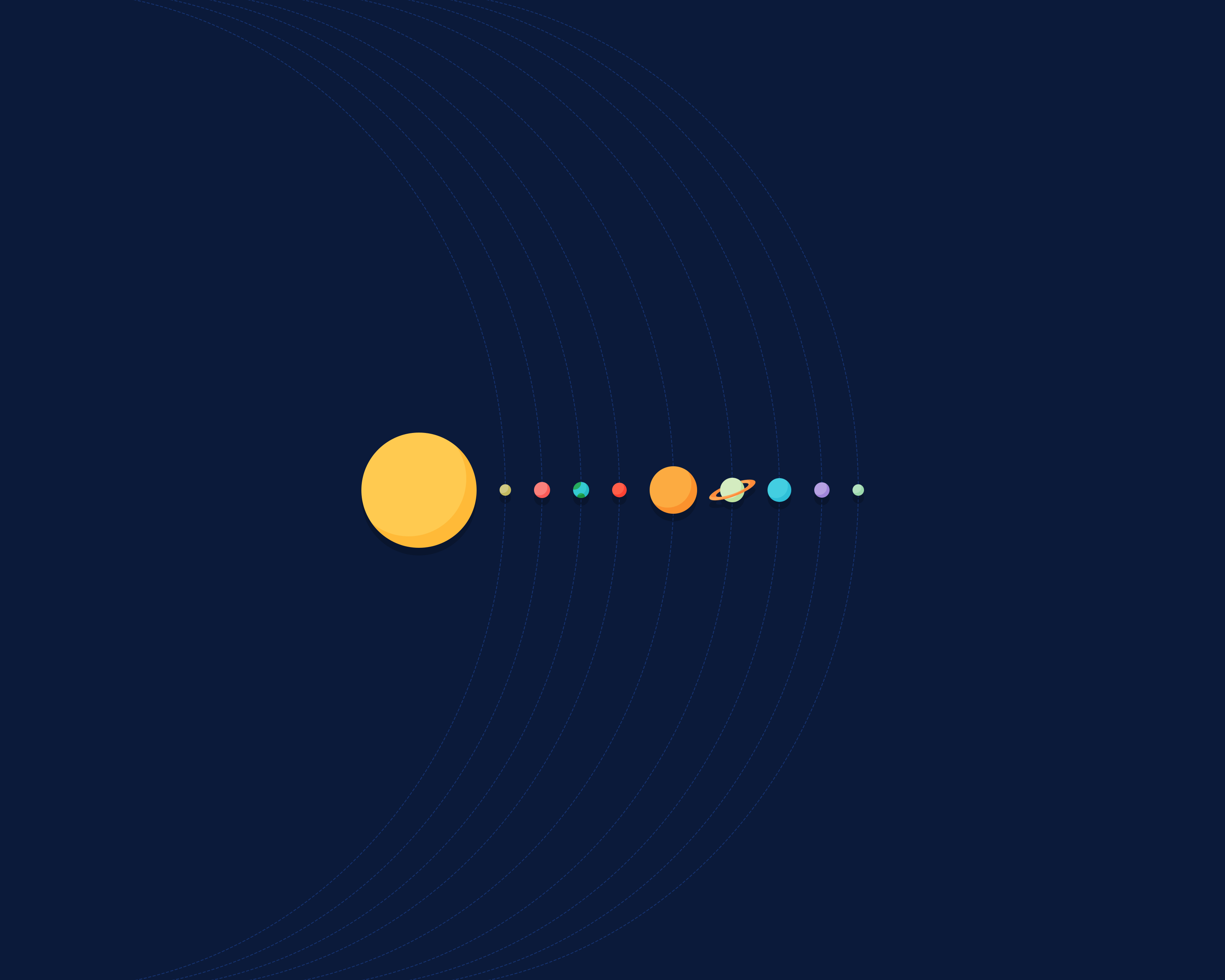 Minimalist Solar System with Planets and Sun HD Wallpaper