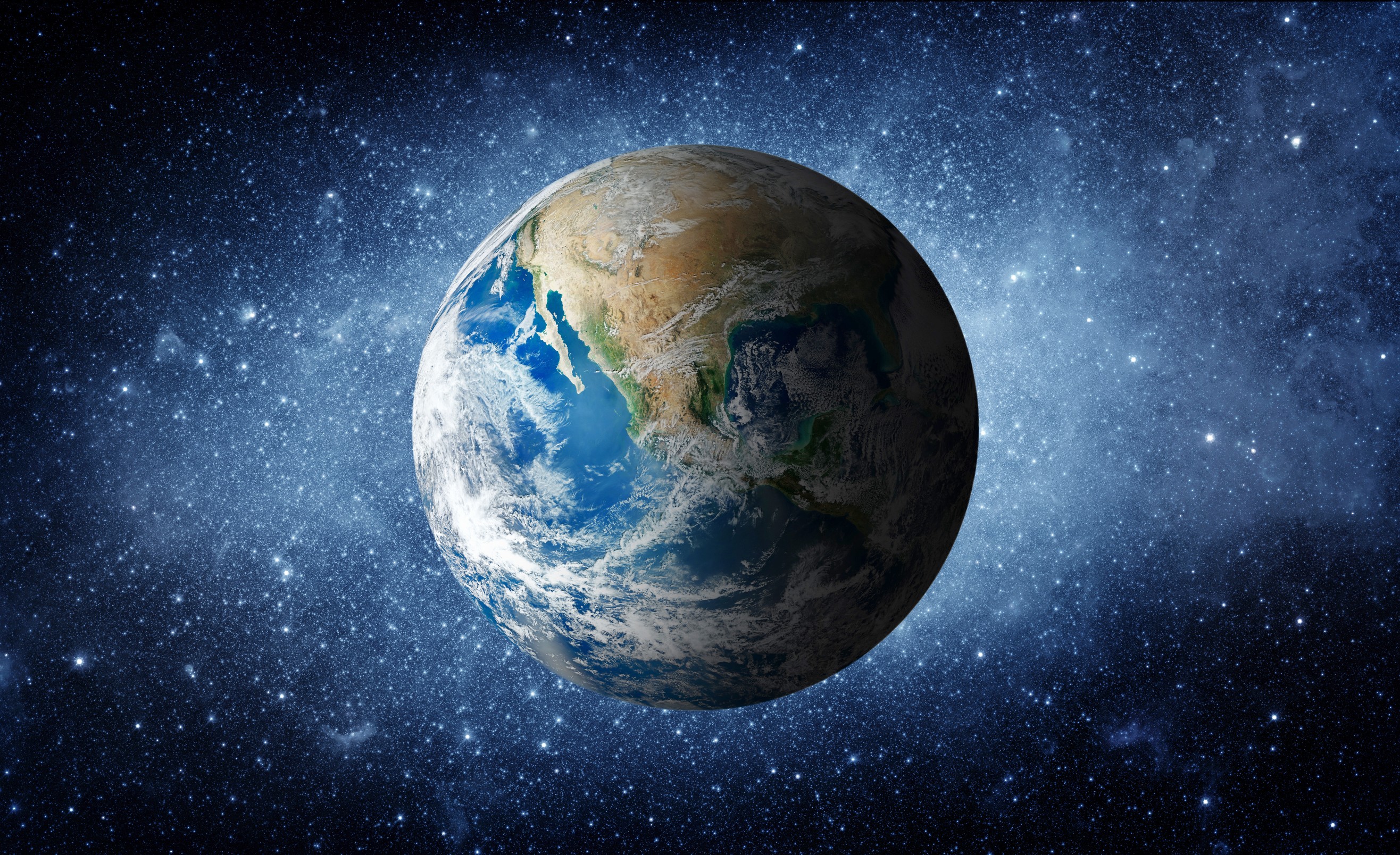 Earth in outer space with stars HD Wallpaper