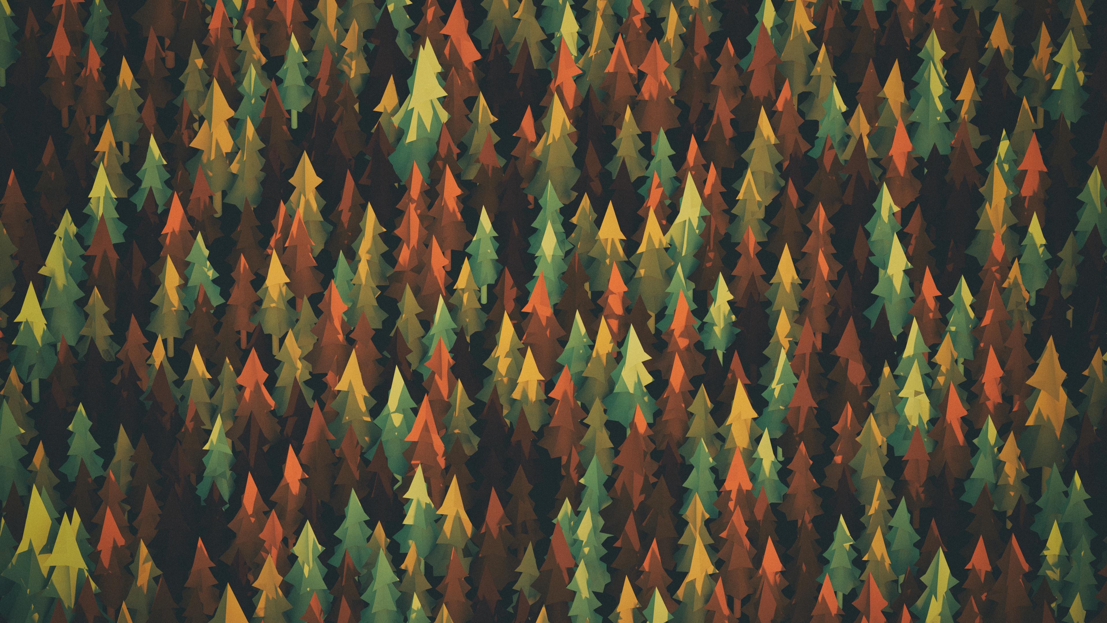 Abstract forest with colorful trees in fall colors HD Wallpaper