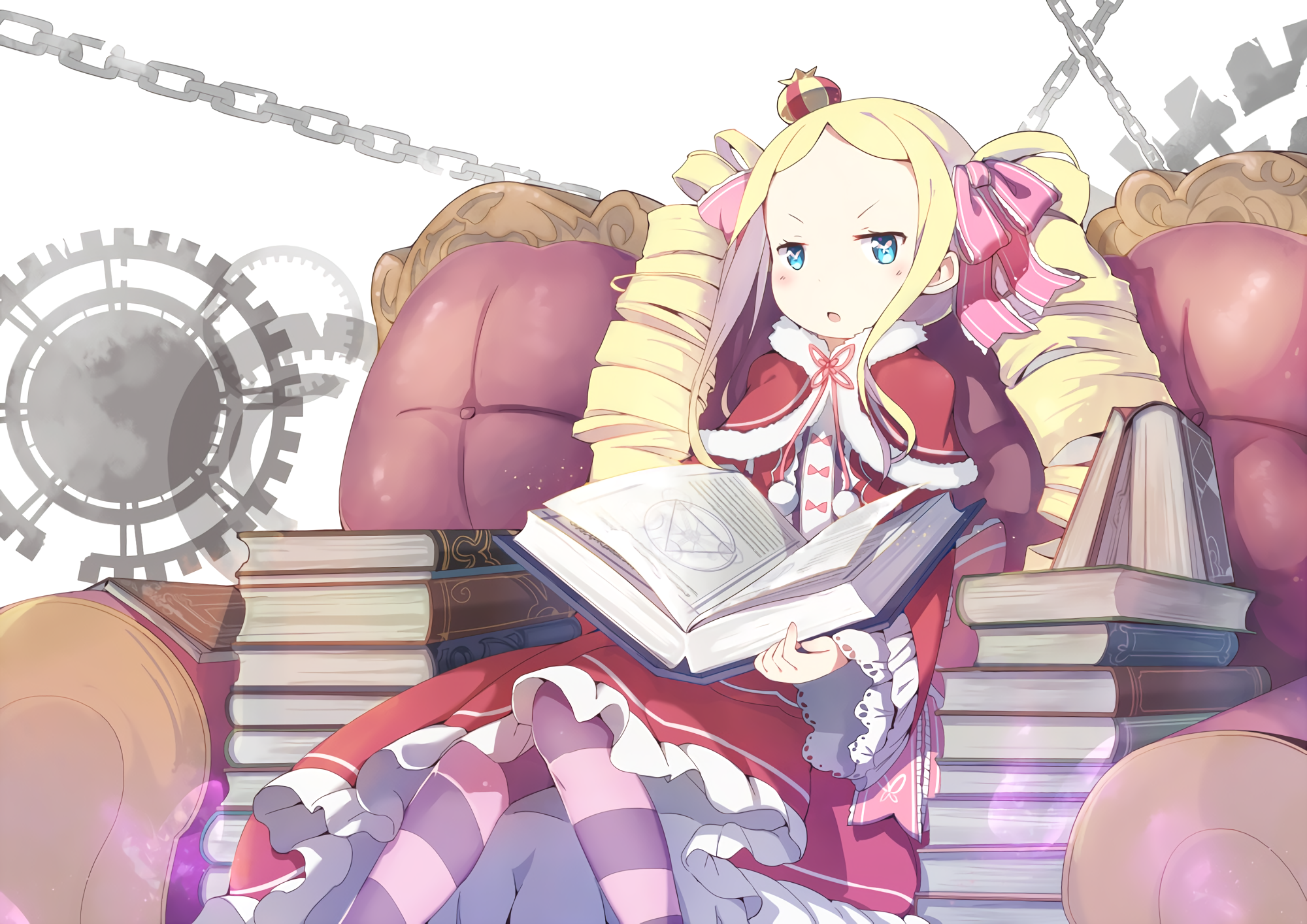 Beatrice reading a book on a throne HD Wallpaper