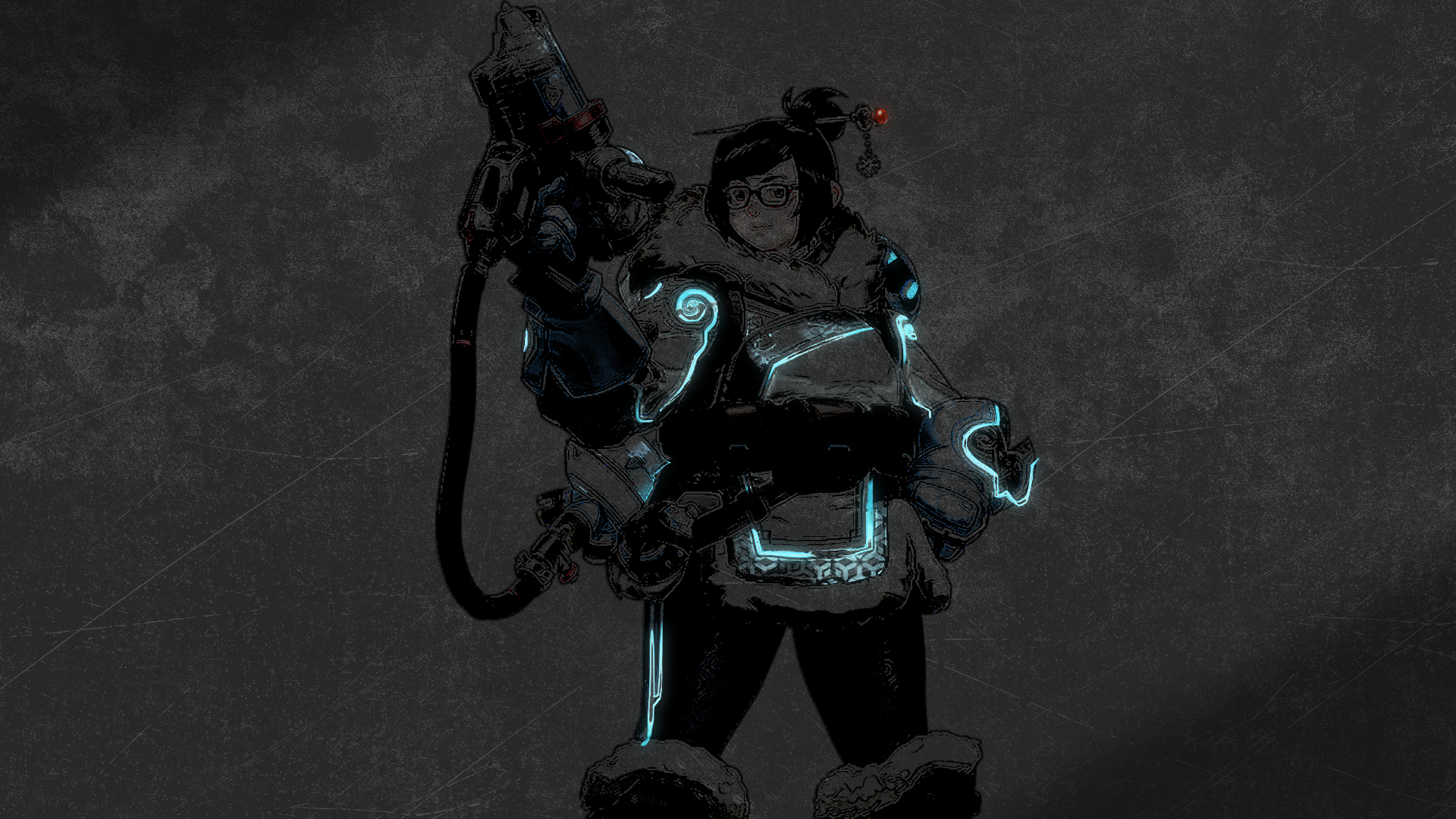 Mei from Overwatch holding a large weapon HD Wallpaper