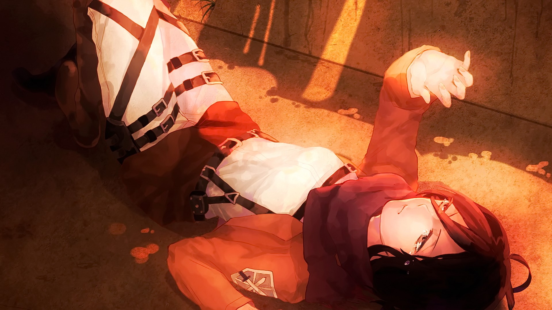 Mikasa Ackerman lying on the ground HD Wallpaper