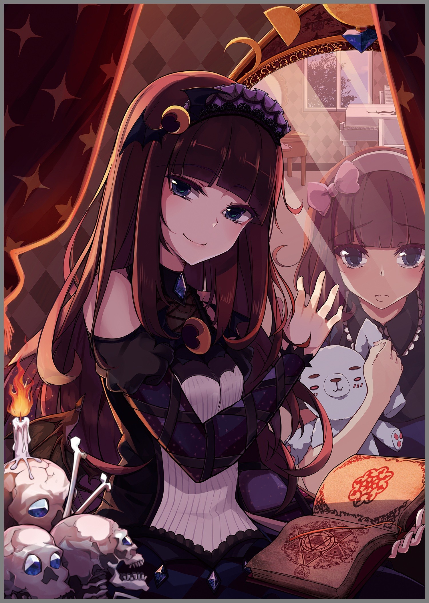 Anime girls with long hair and dresses HD Wallpaper