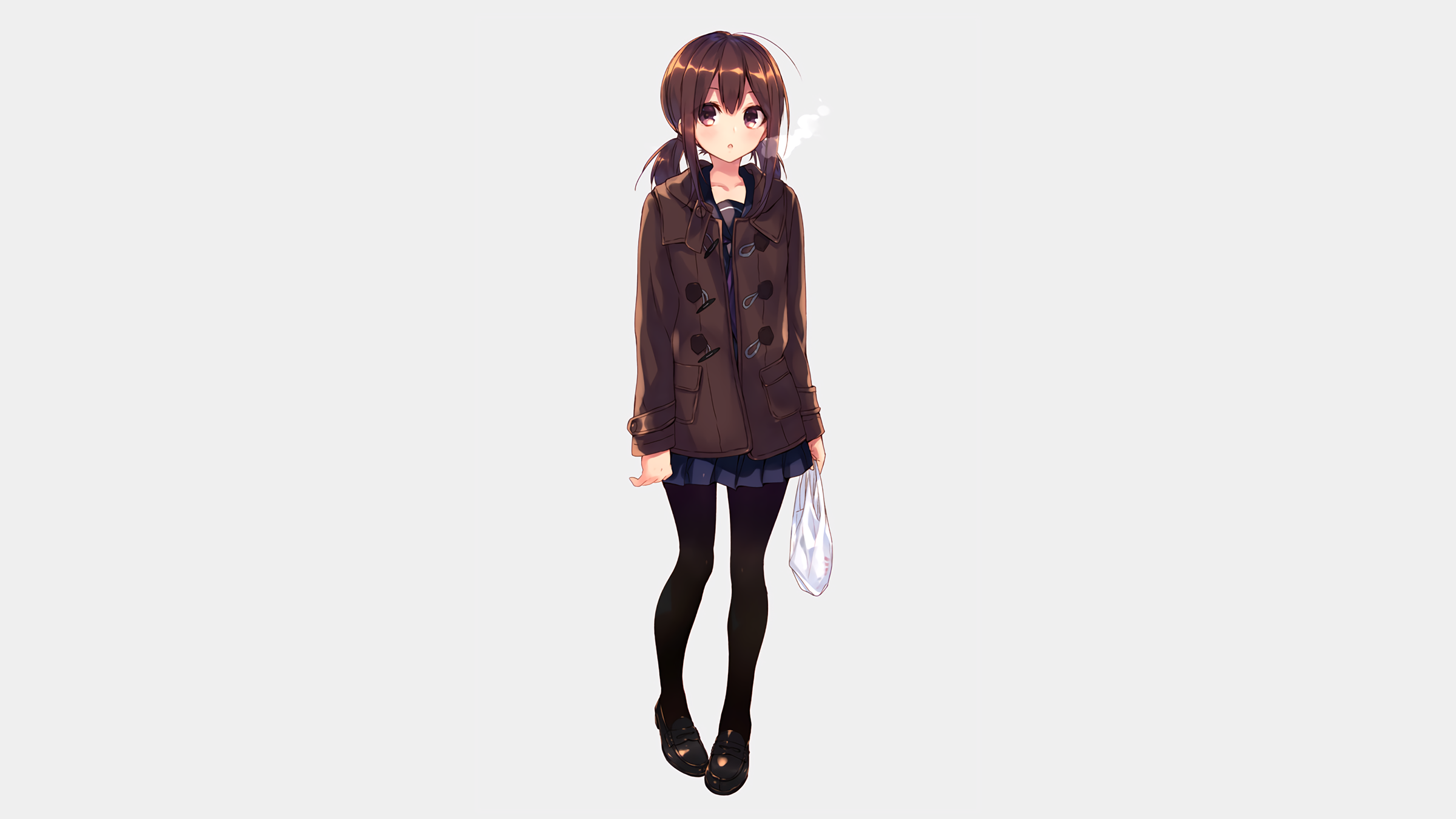 Anime girl in school uniform and coat HD Wallpaper